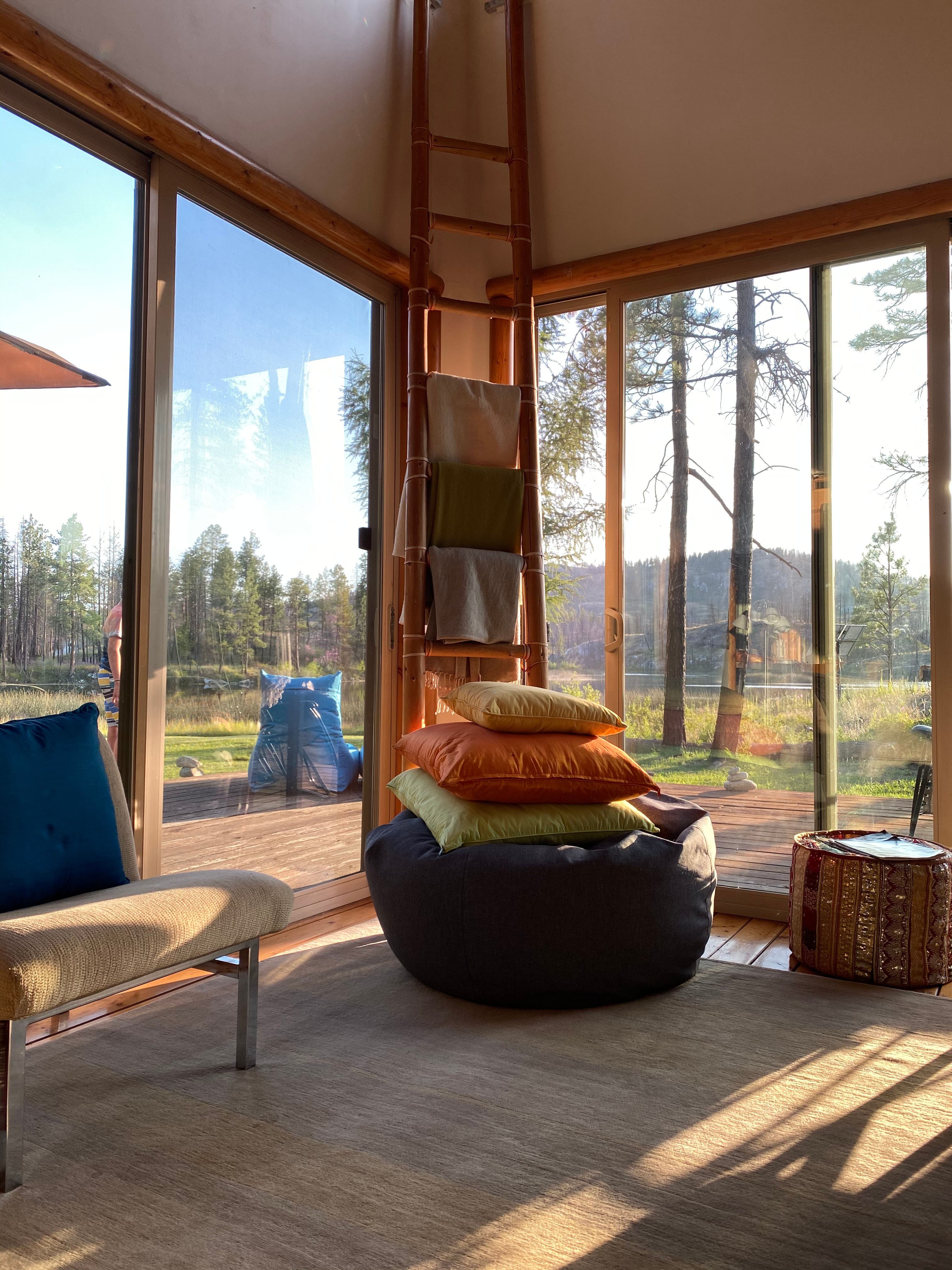 View from the cozy and light-filled living room 