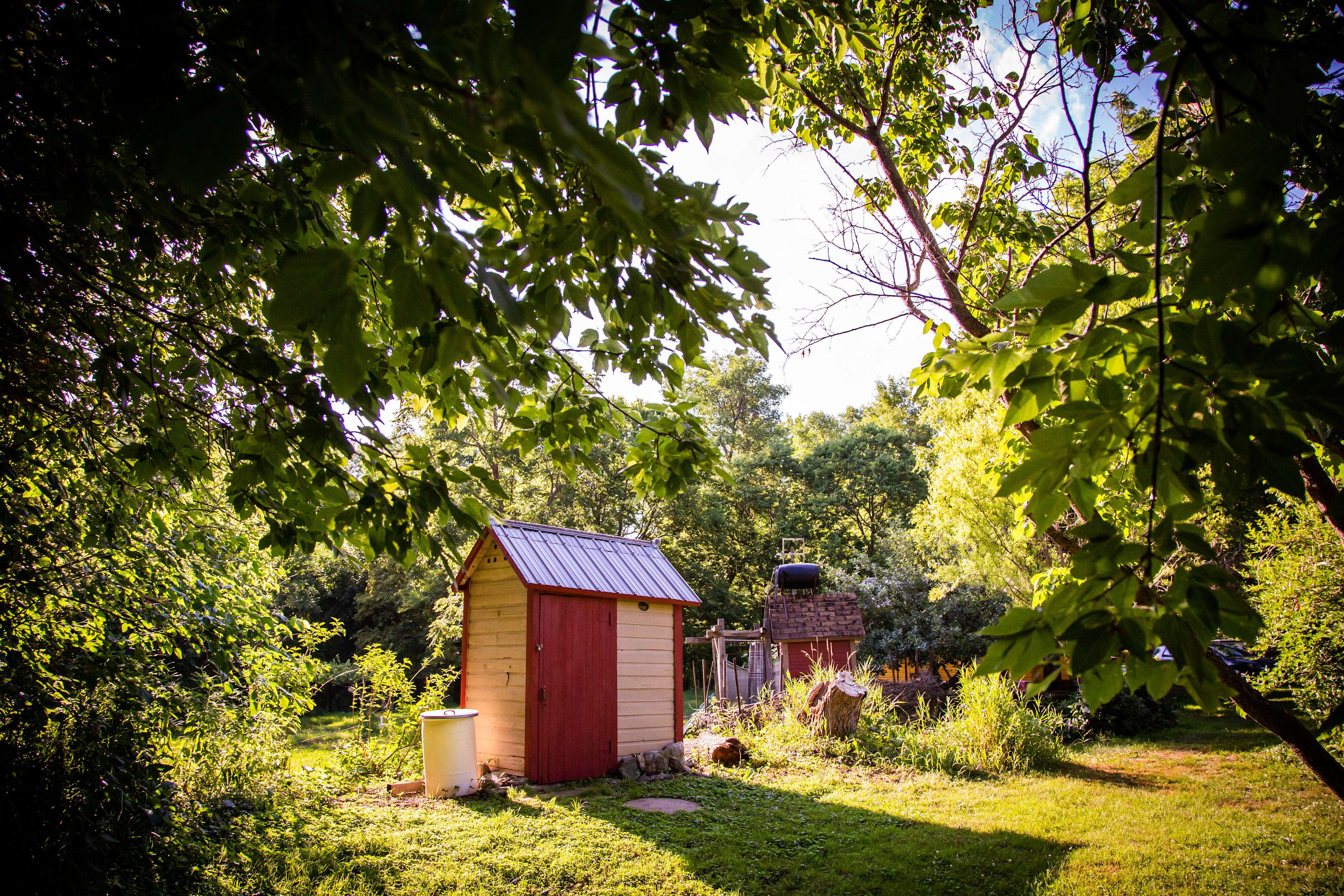 Next to the bathroom is a solar shower!