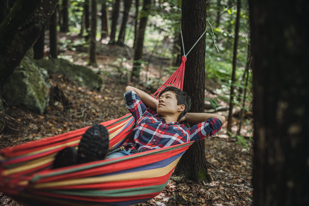 Enjoying the wonderful forest shade!
