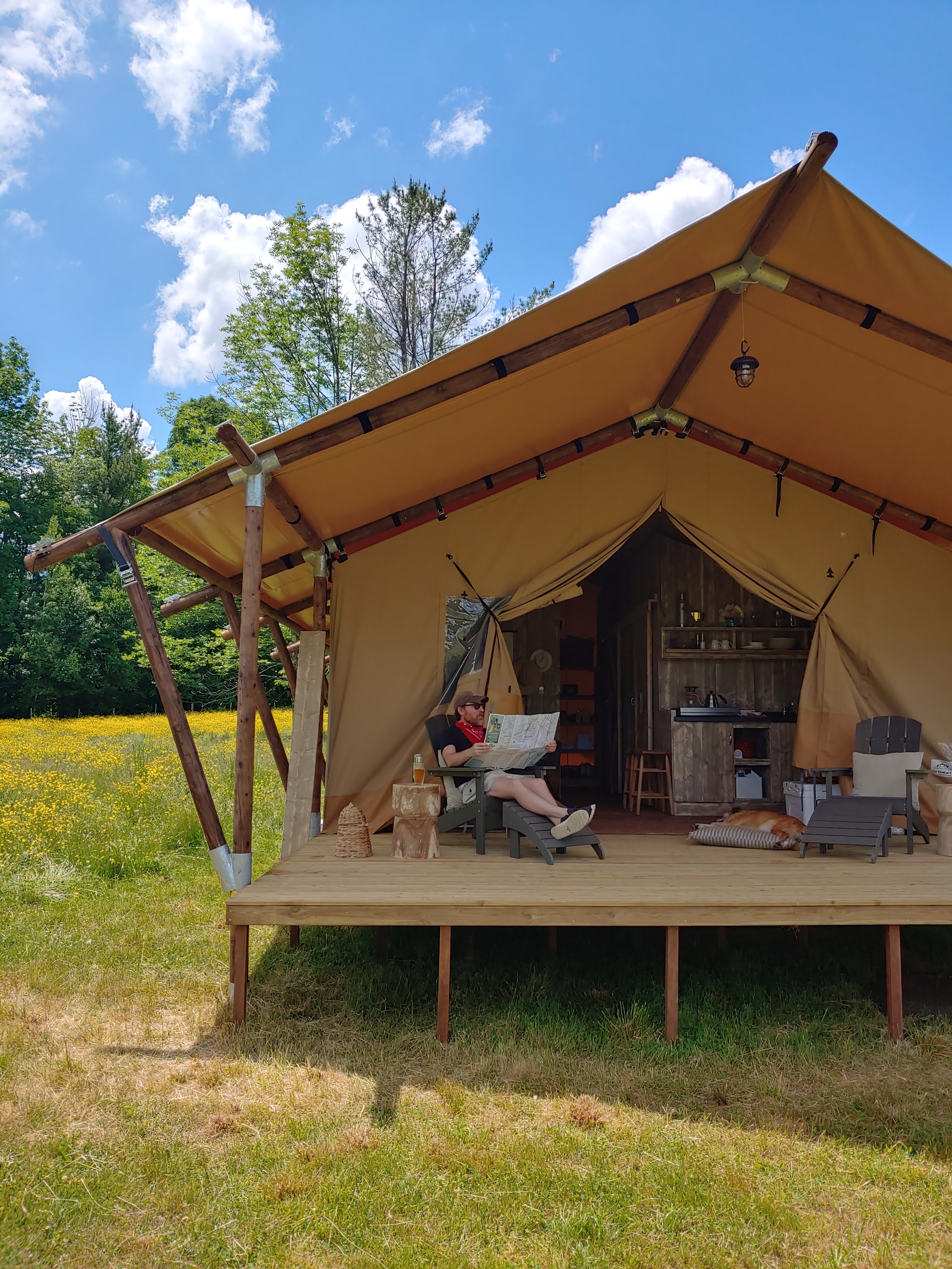 The shady porch is huge, and has great views!