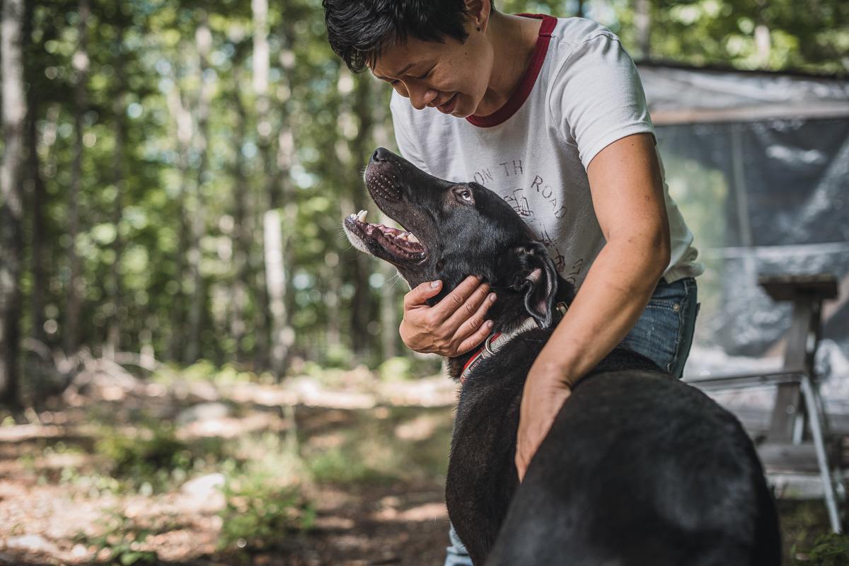 Henry, the farm's dog, is so friendly!