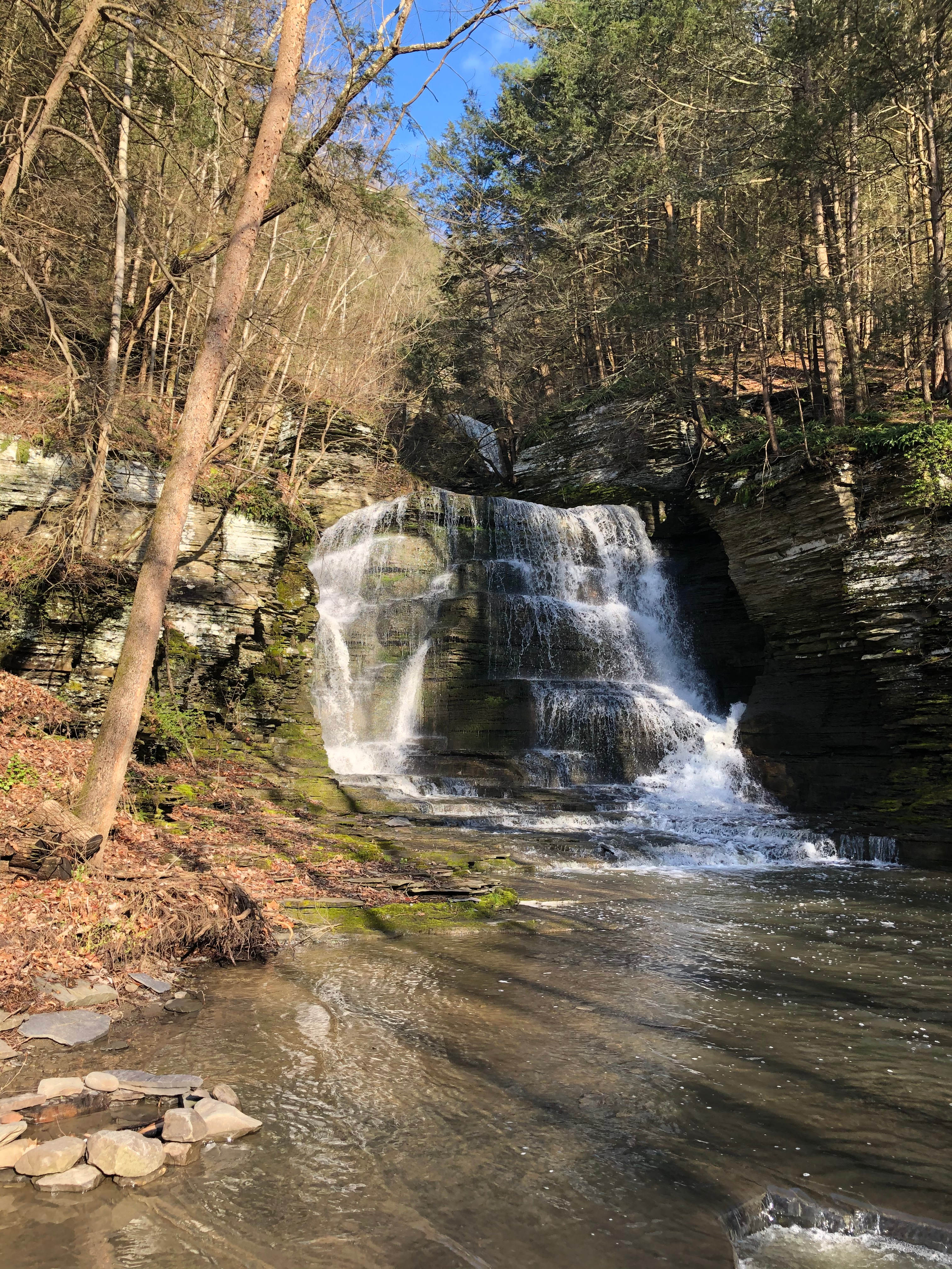 This is what the waterfall looks like most of the year except in the late summer when the flow is less.