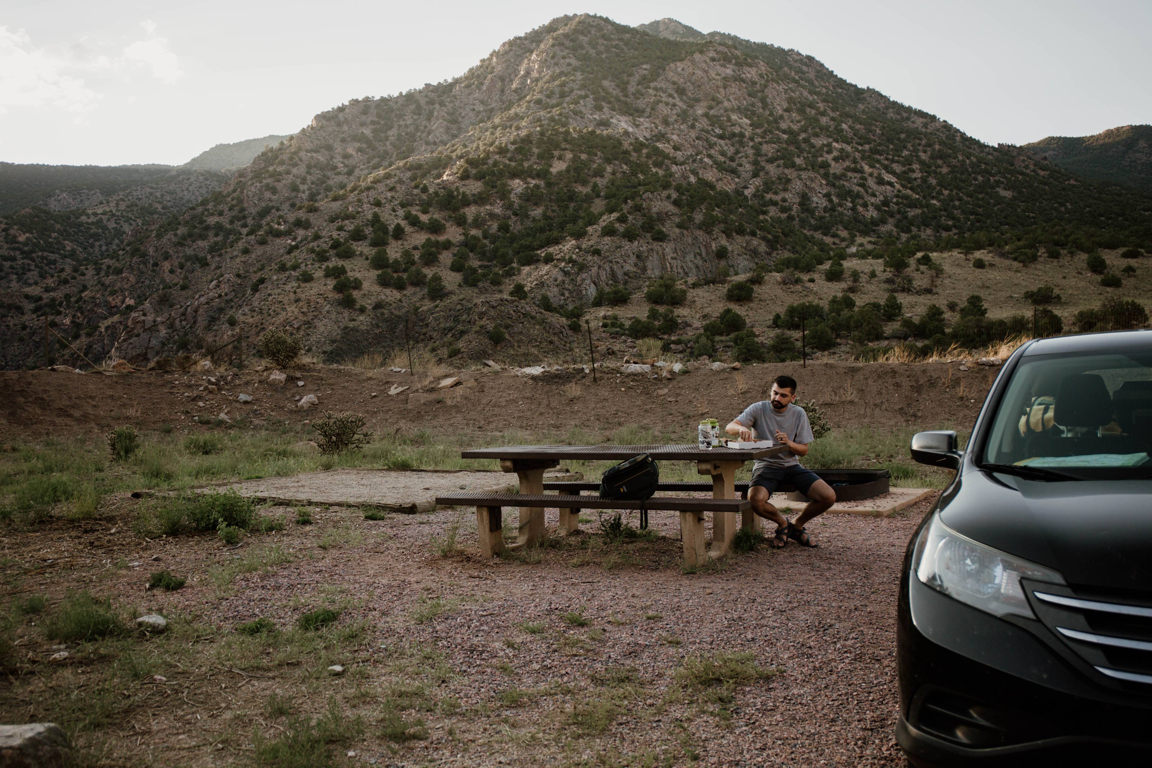 Fire rings and picnic tables at each site.