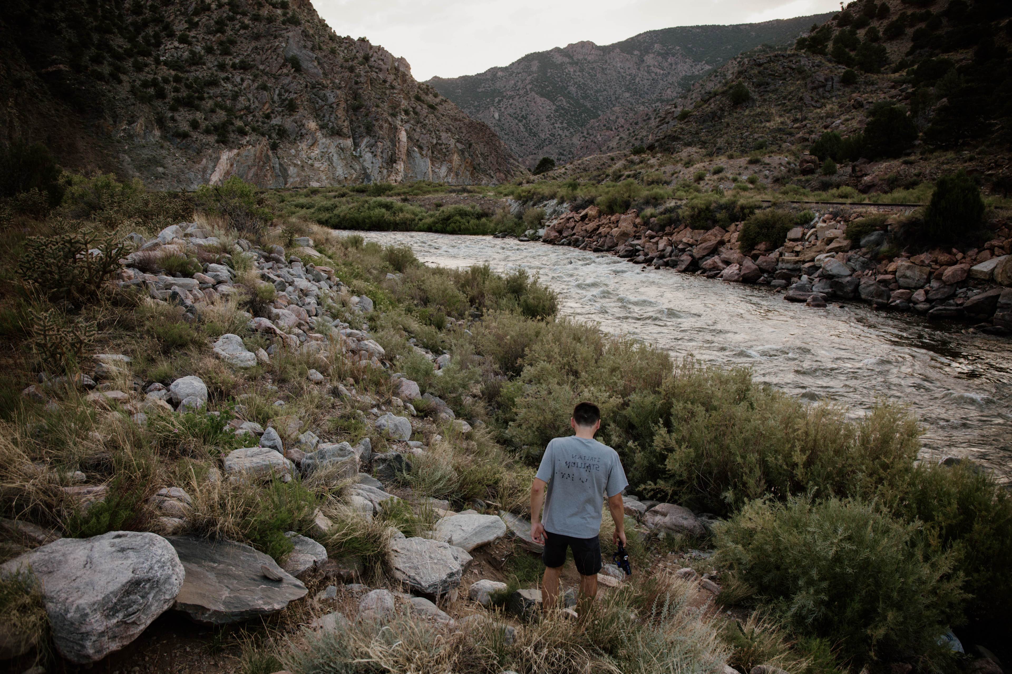 The river is a short walk from the campsite.