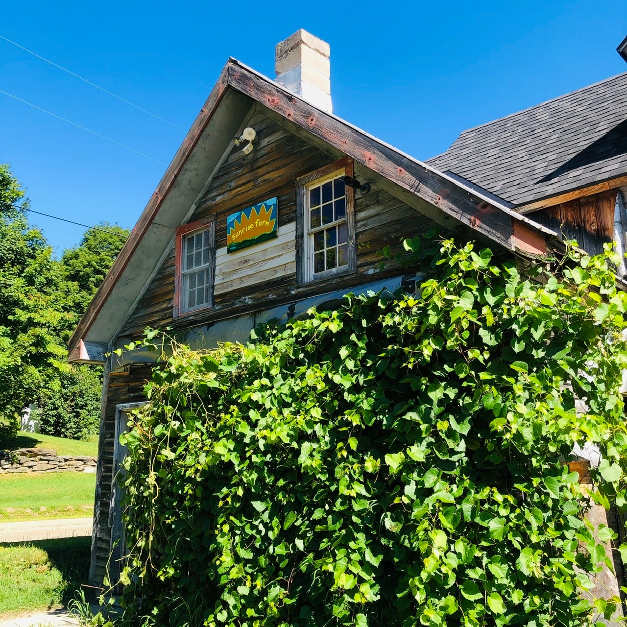 Our Farmhouse... Just another 150 Yards Past it for entering the road to your site.
