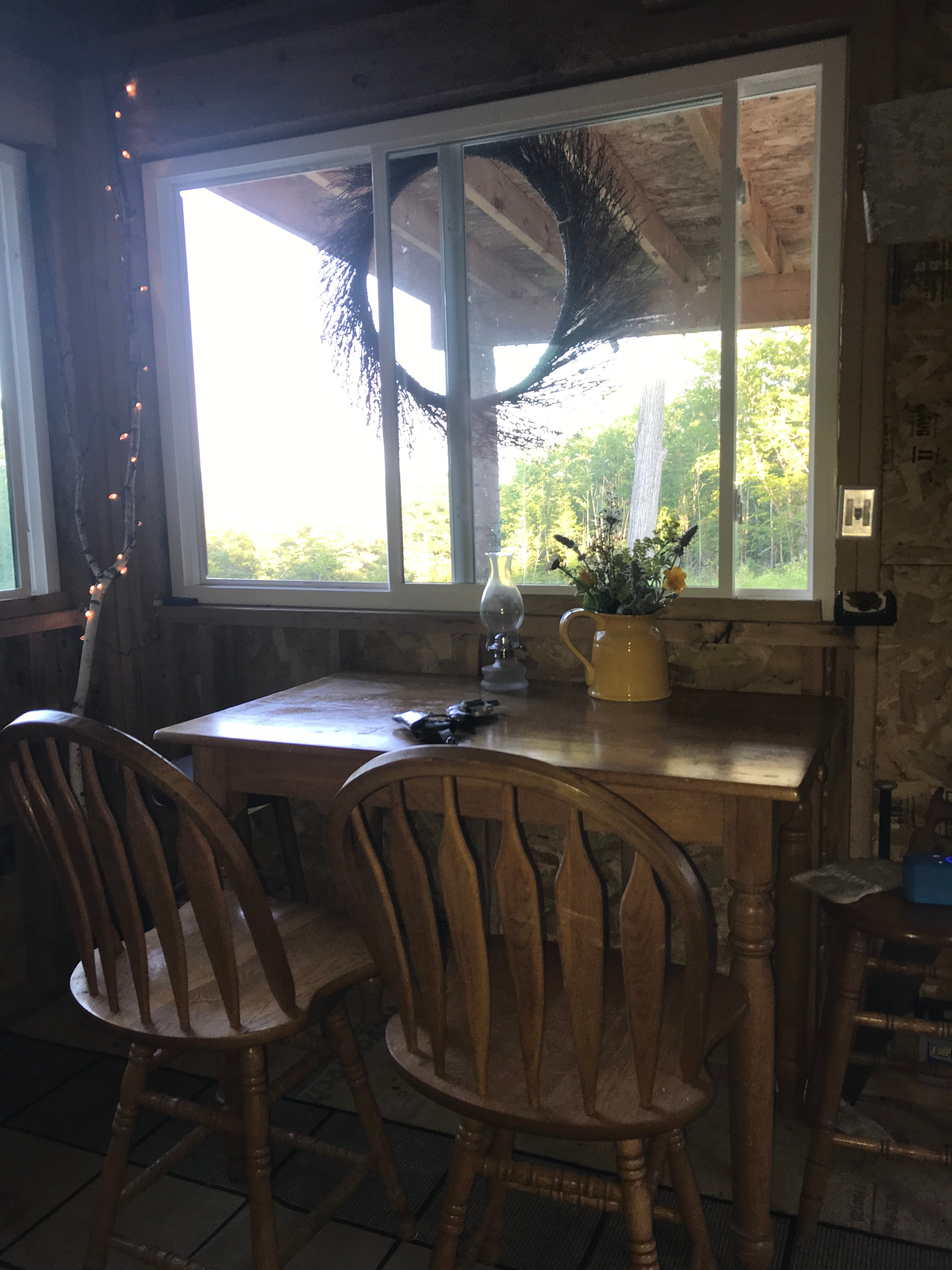 High top kitchen table overlooking view