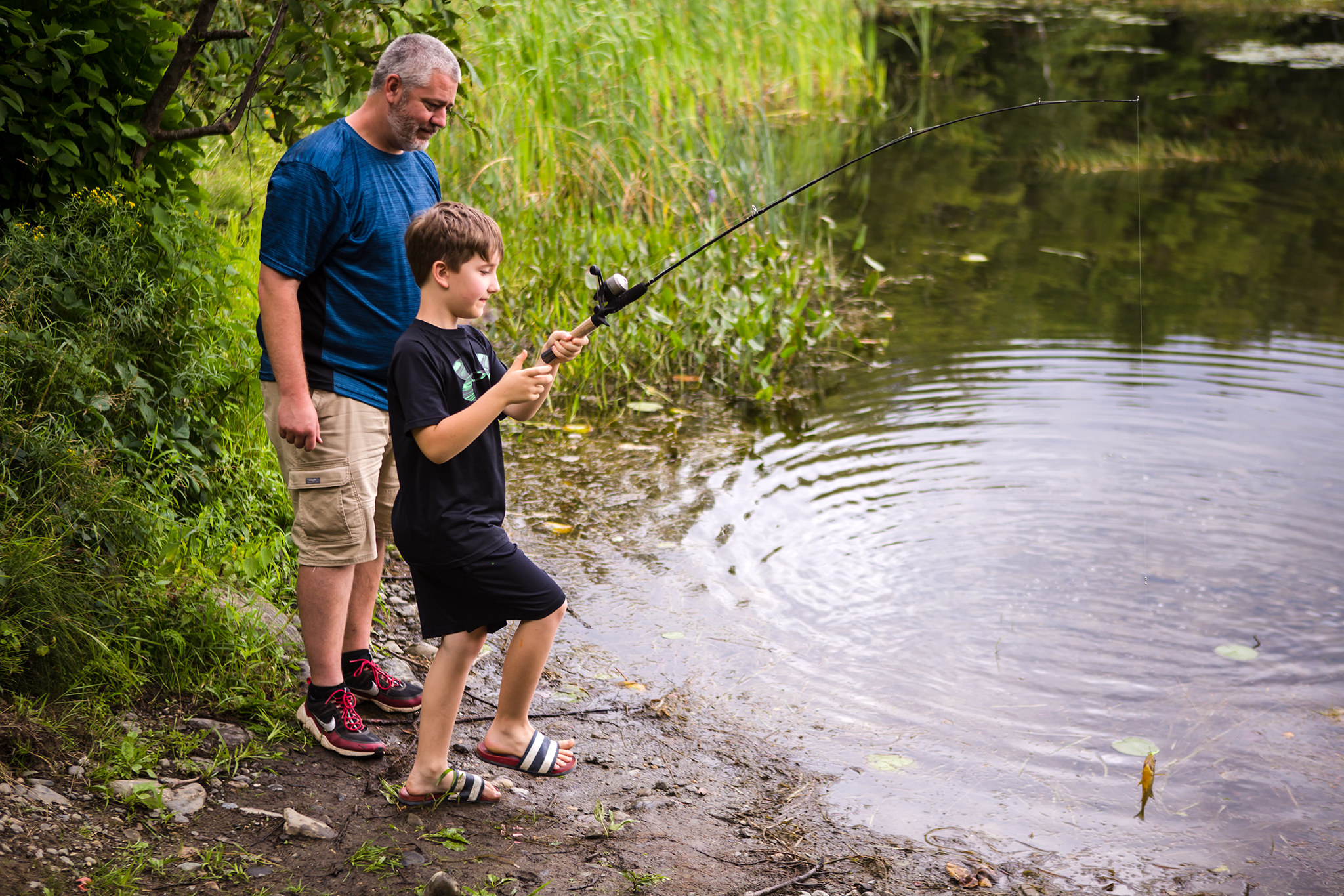 Ashley told us about a place to use our new fishing pole. We caught (and released) six fish in like half an hour!