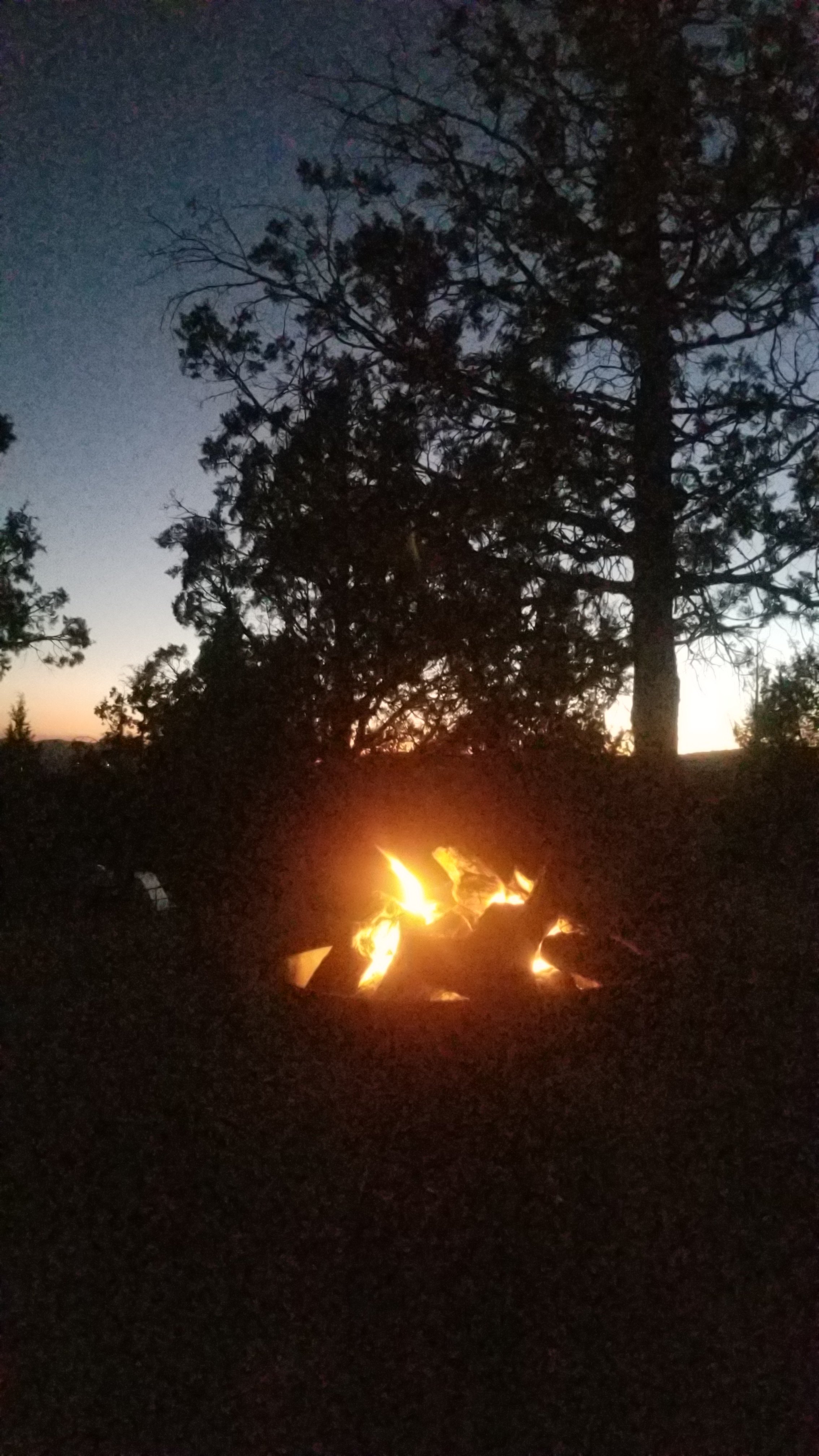 Fire pit in the evening but not in the summer time when the fire danger is extremely high.  