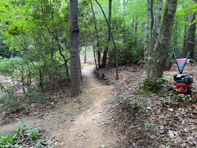 View from campsite of hiking/biking trail.