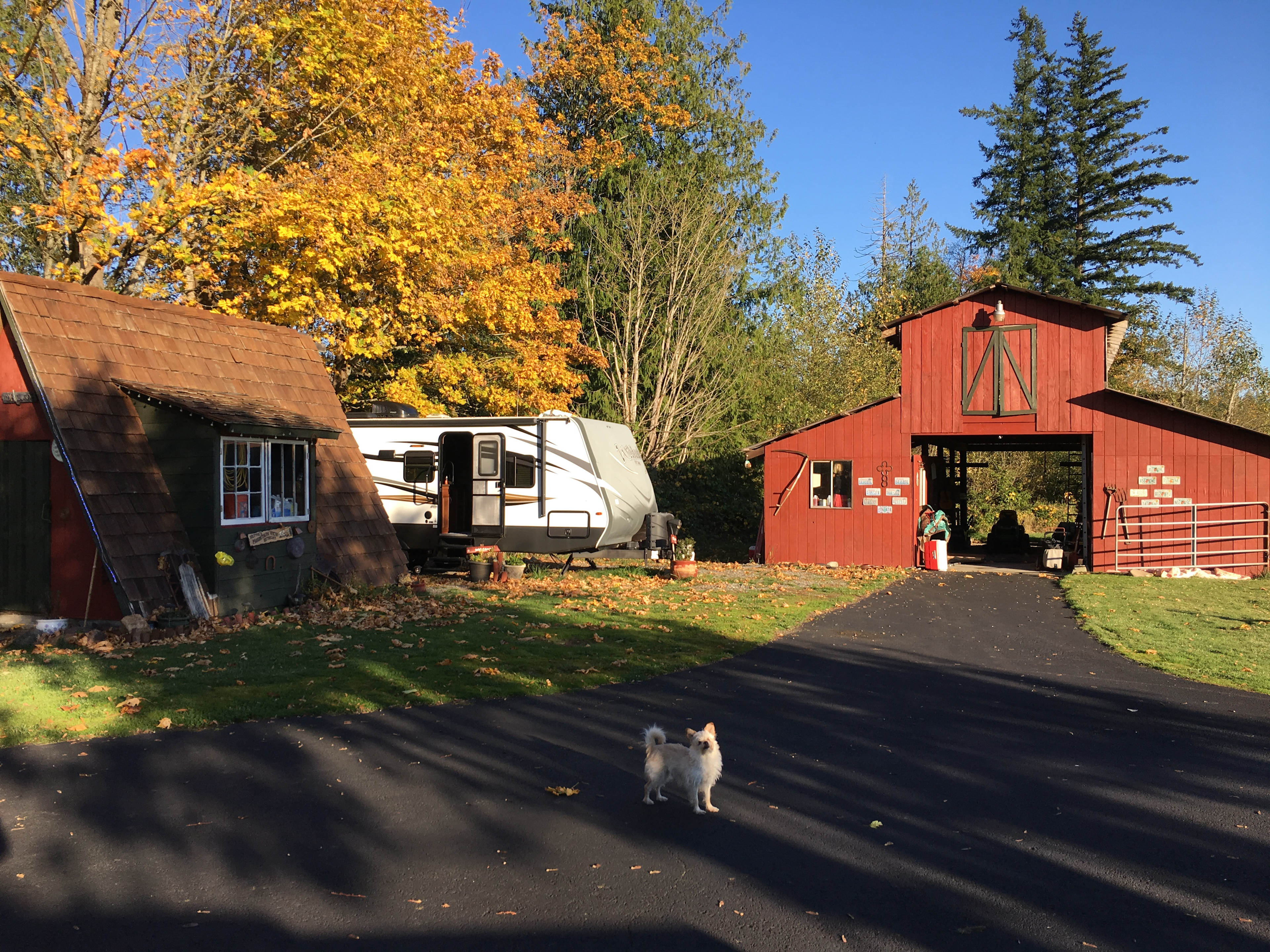You will park in front of the barn 