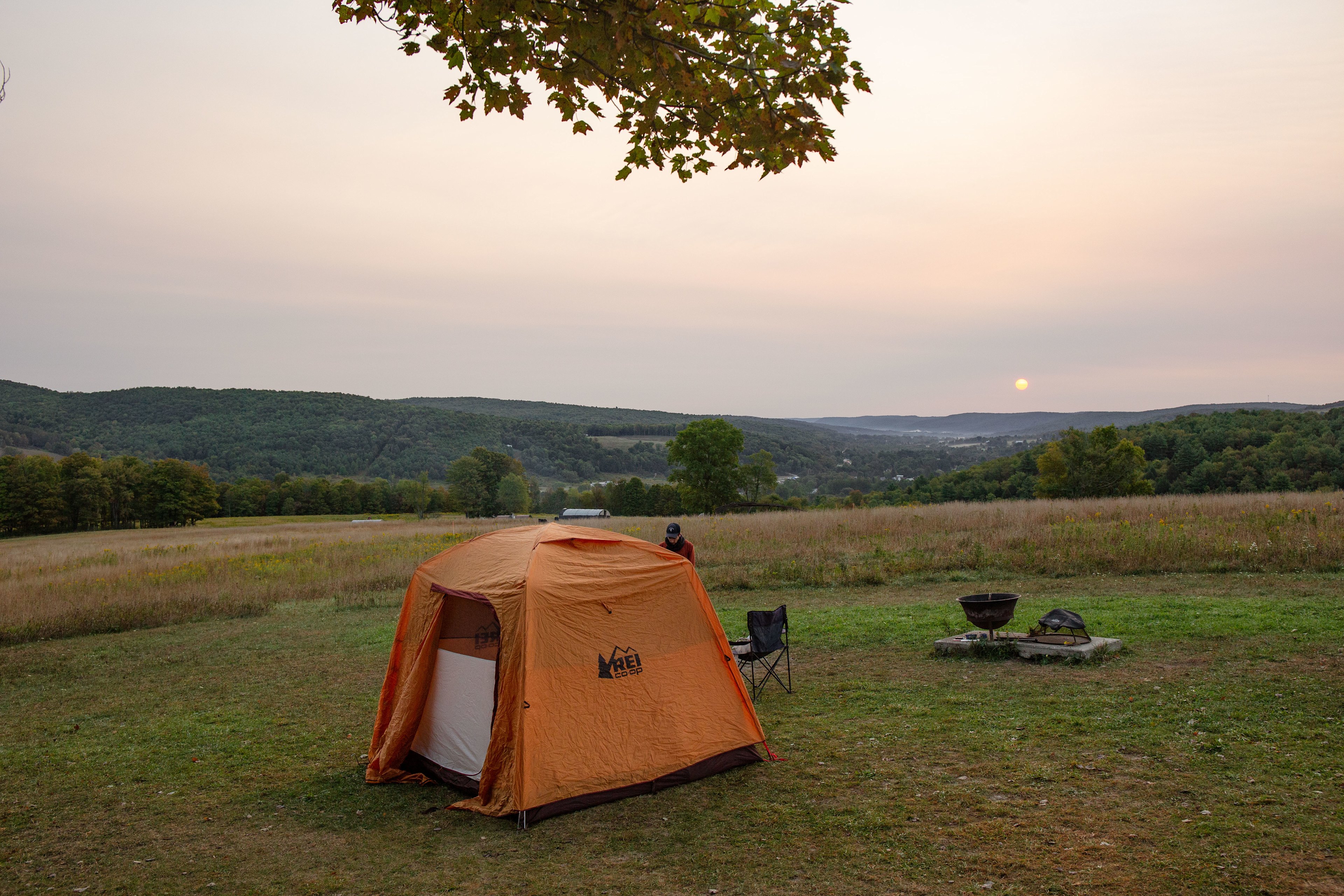 The tent site boasts beautiful views into the valleys below, and is the best place to watch sunrise. 