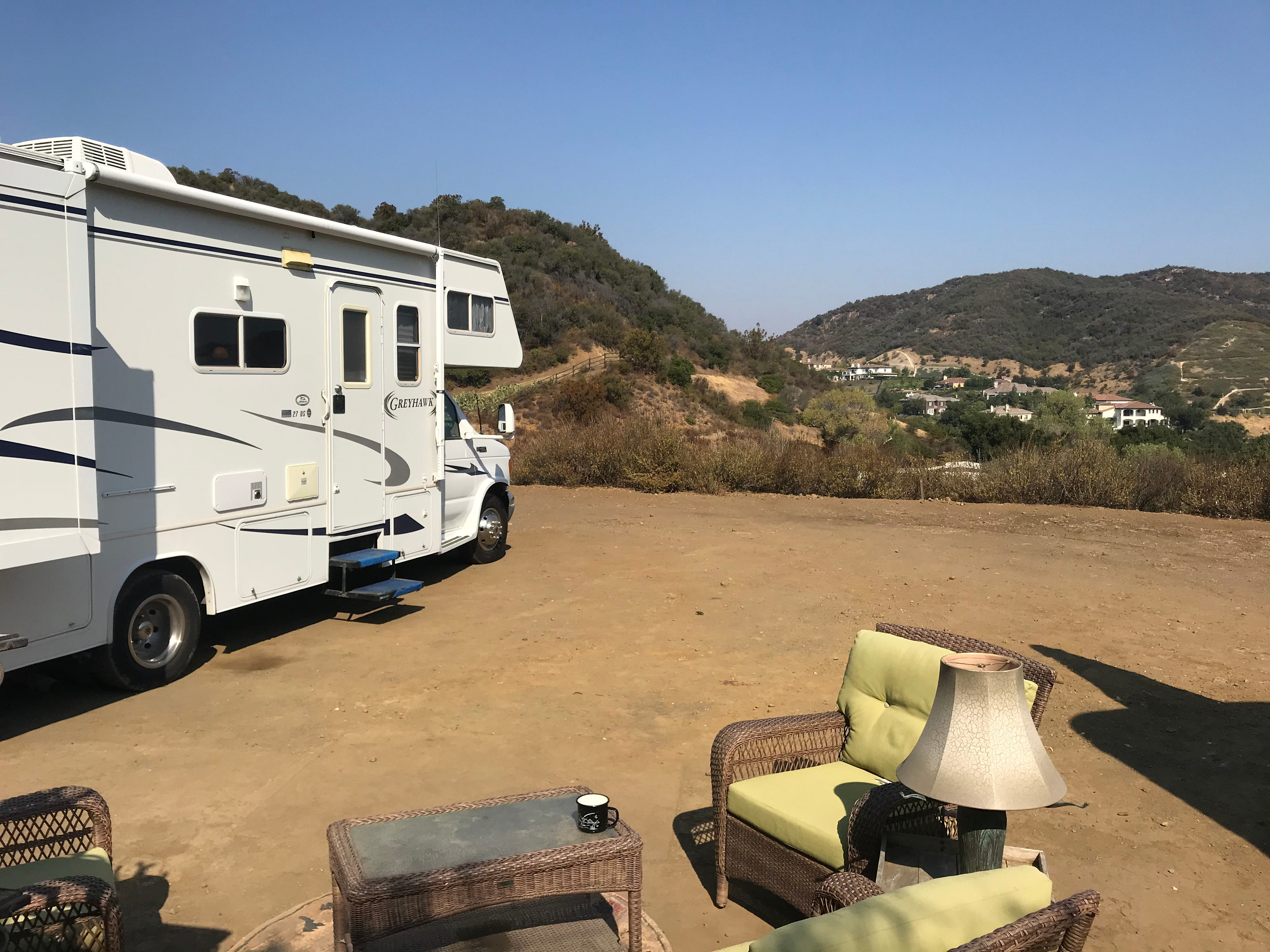 Great spot with electric and water hookups.  Cute little outdoor Lounge 