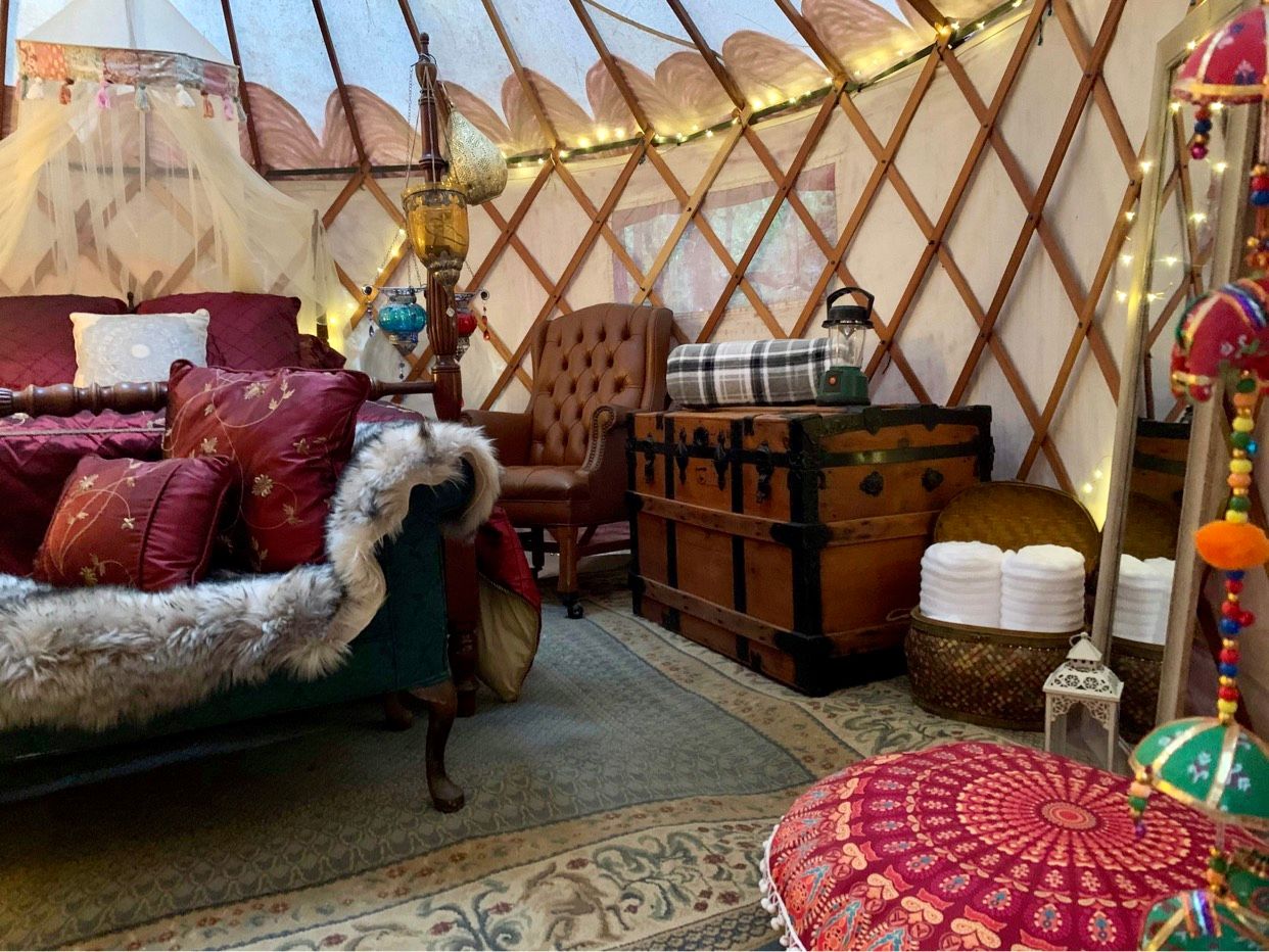 Luxury yurt is equipped with all essentials for your getaway. 