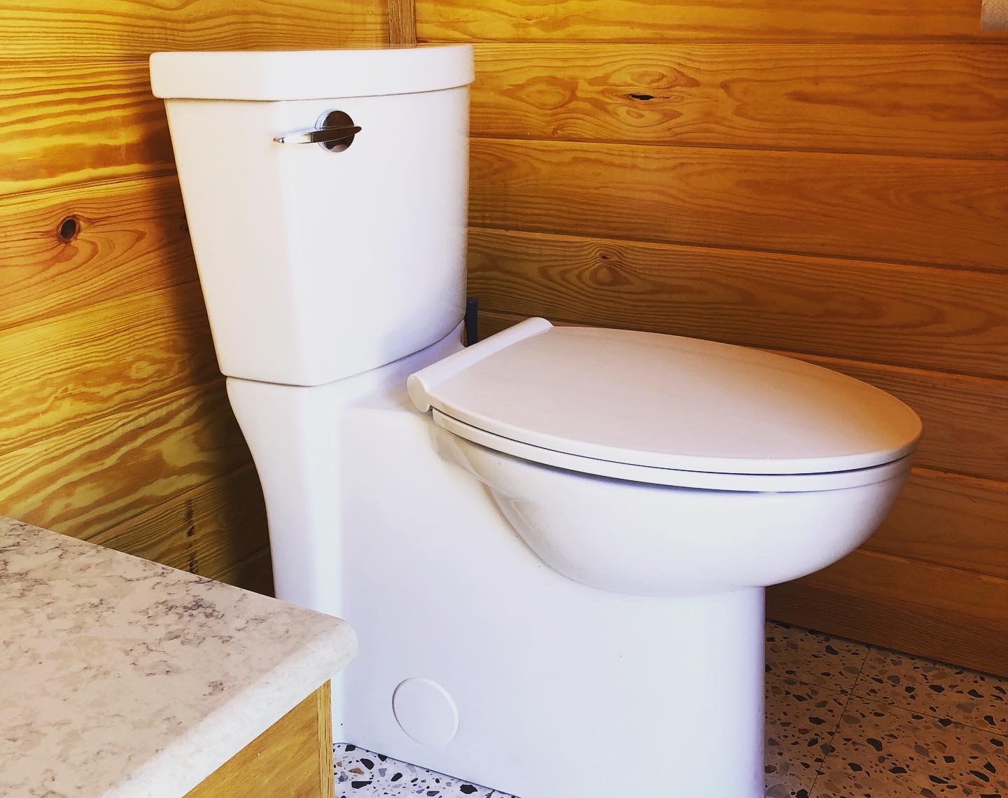 Rest easy, weary camper. There is a private flush toilet for your exclusive use. 