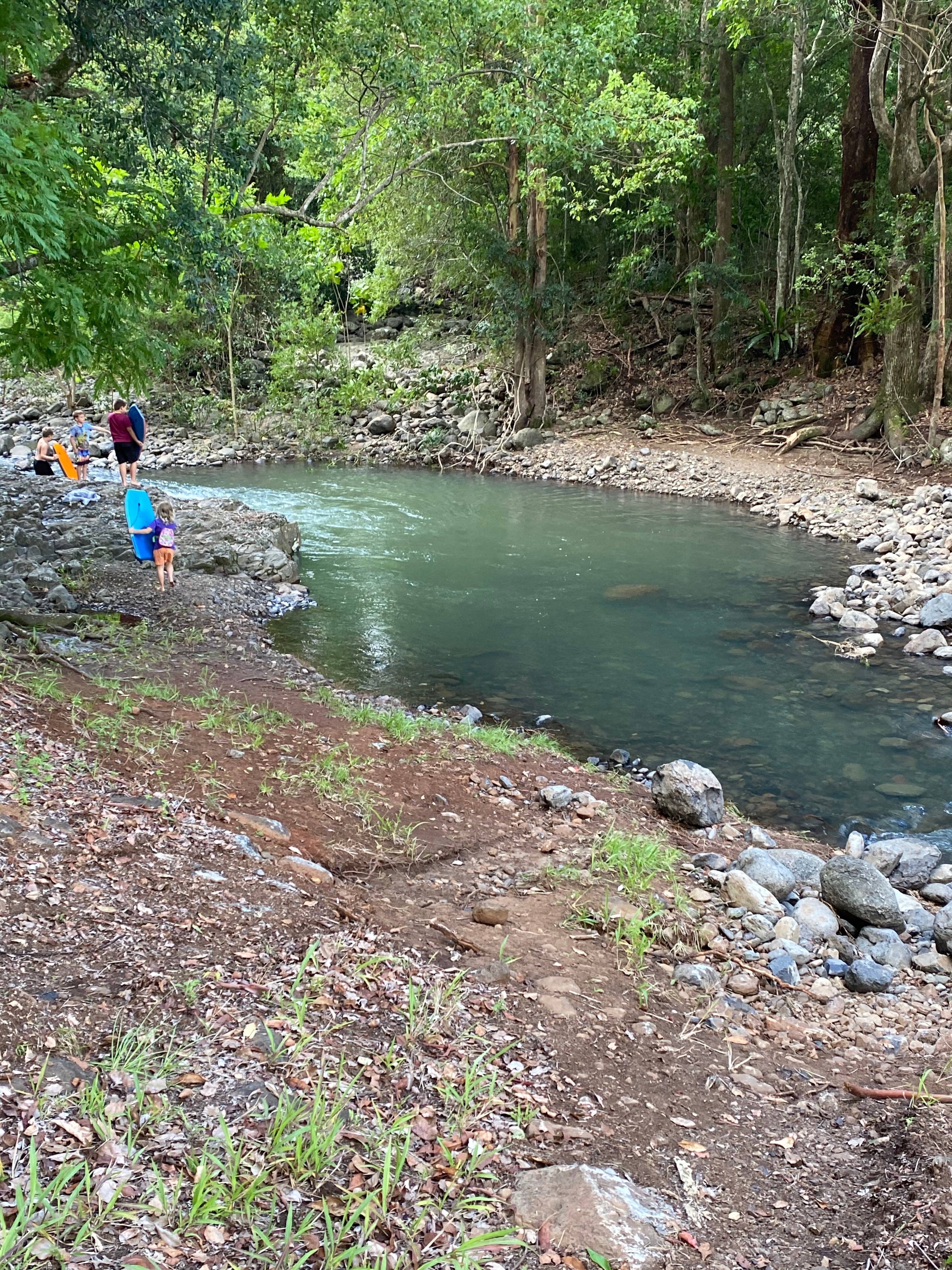 A beautiful deep swimming hole just metres from the campsite 