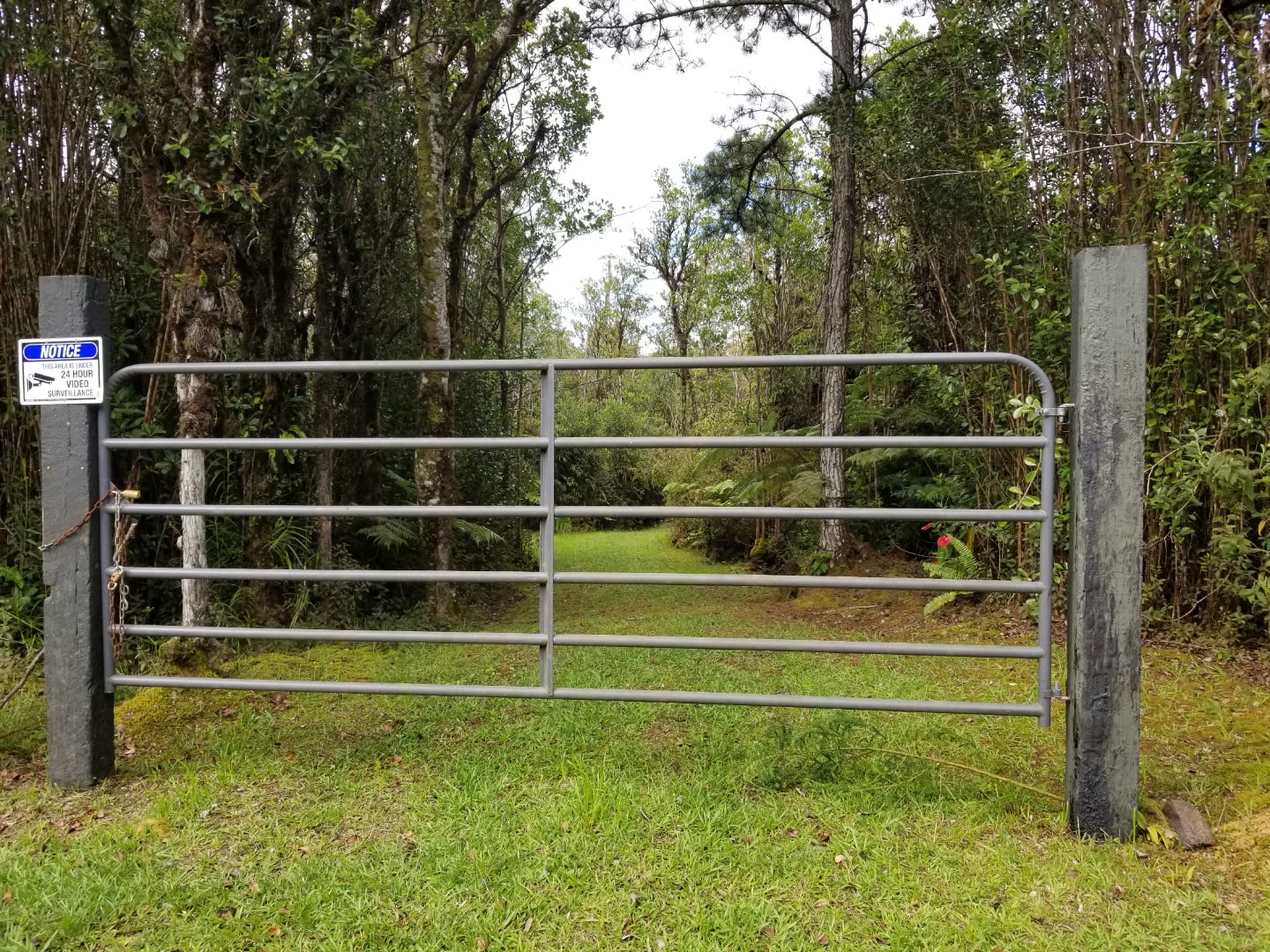 First gate to the property, the entrance is through the bamboo gate a few yards from here.