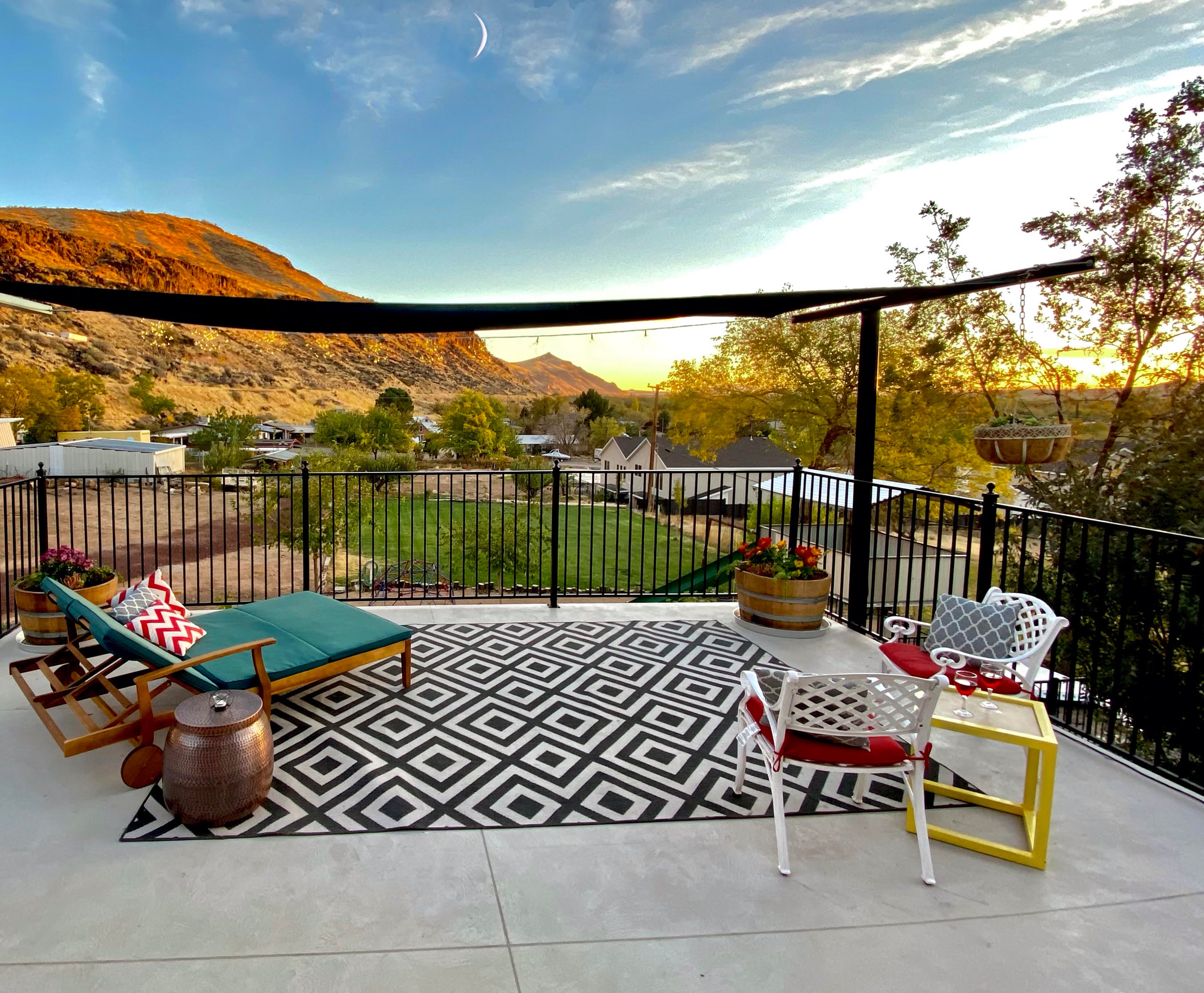The privacy the second story balcony offers for enjoying the mild summer nights or mild winter days offers a relaxing outdoor experience