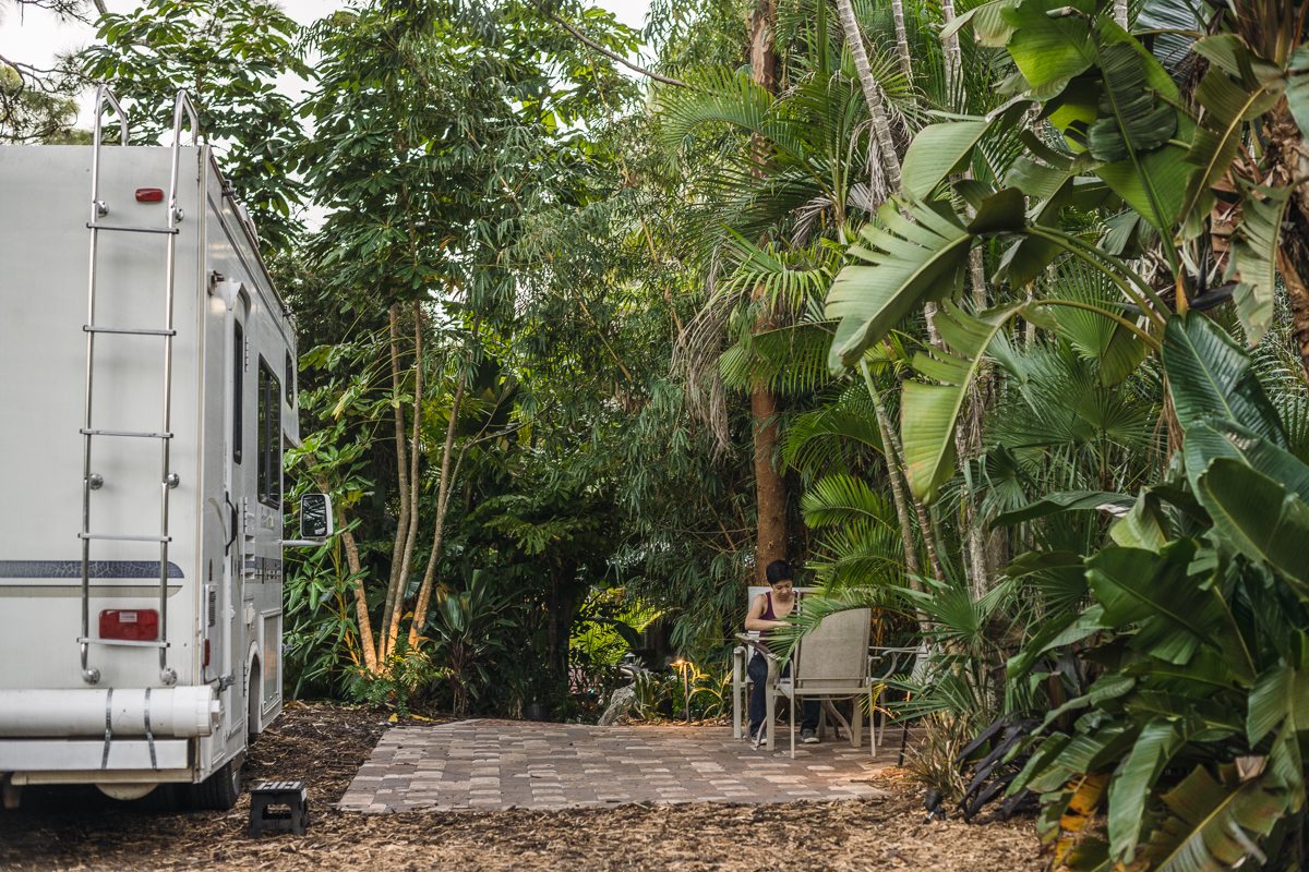 Each RV site has electric and water hookups and also has a beautiful brick patio and table for campers