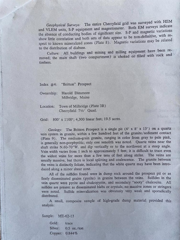 Britton Prospect Mine Milbridge Maine USA