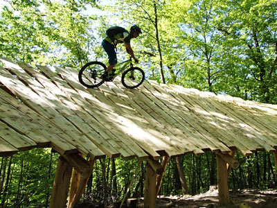One of the many obstacles along the variety of trails in the terrain park of DMRA