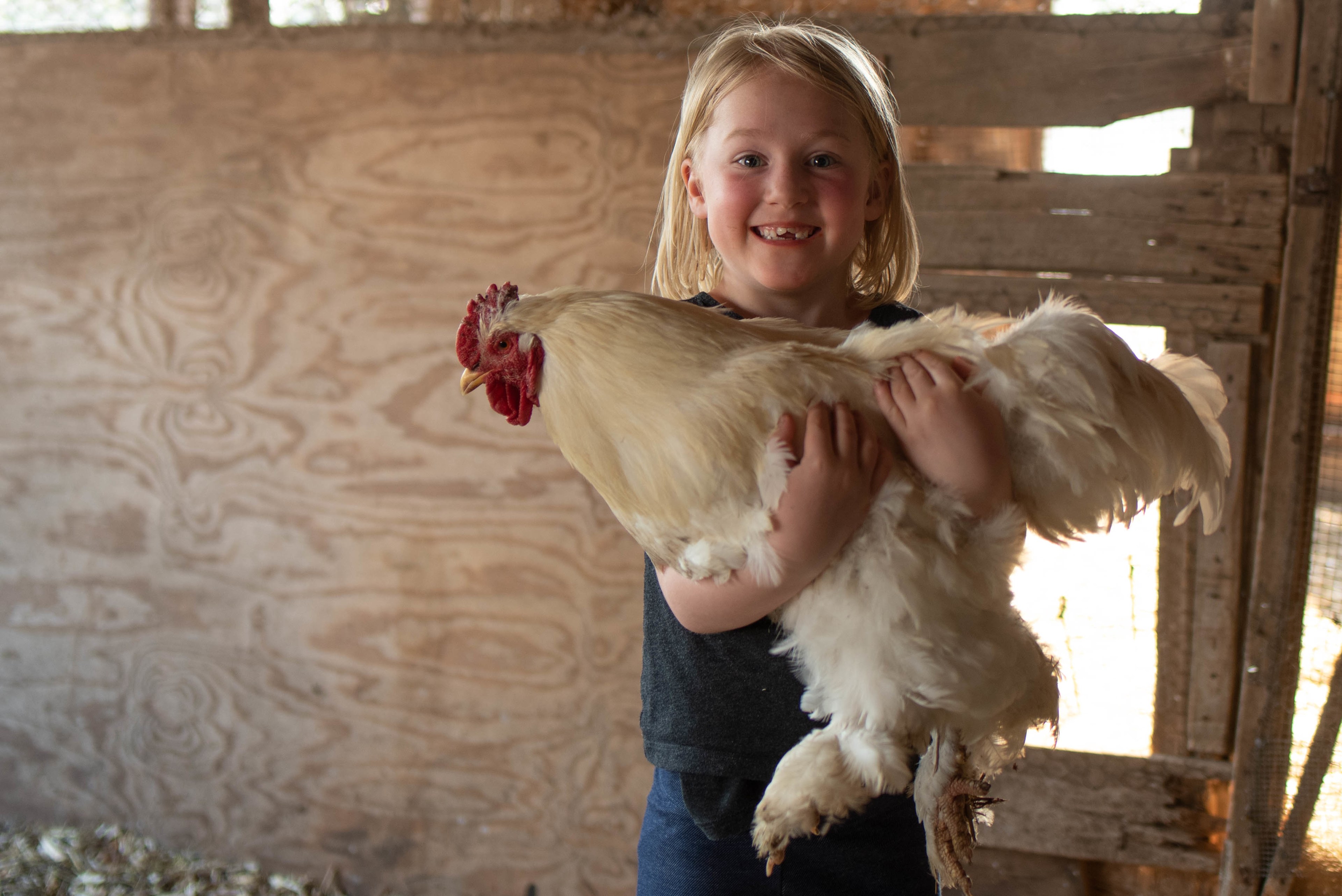 The neighbors that he took us to visit were SO nice!  They caught lots of chickens for my girls to hold.