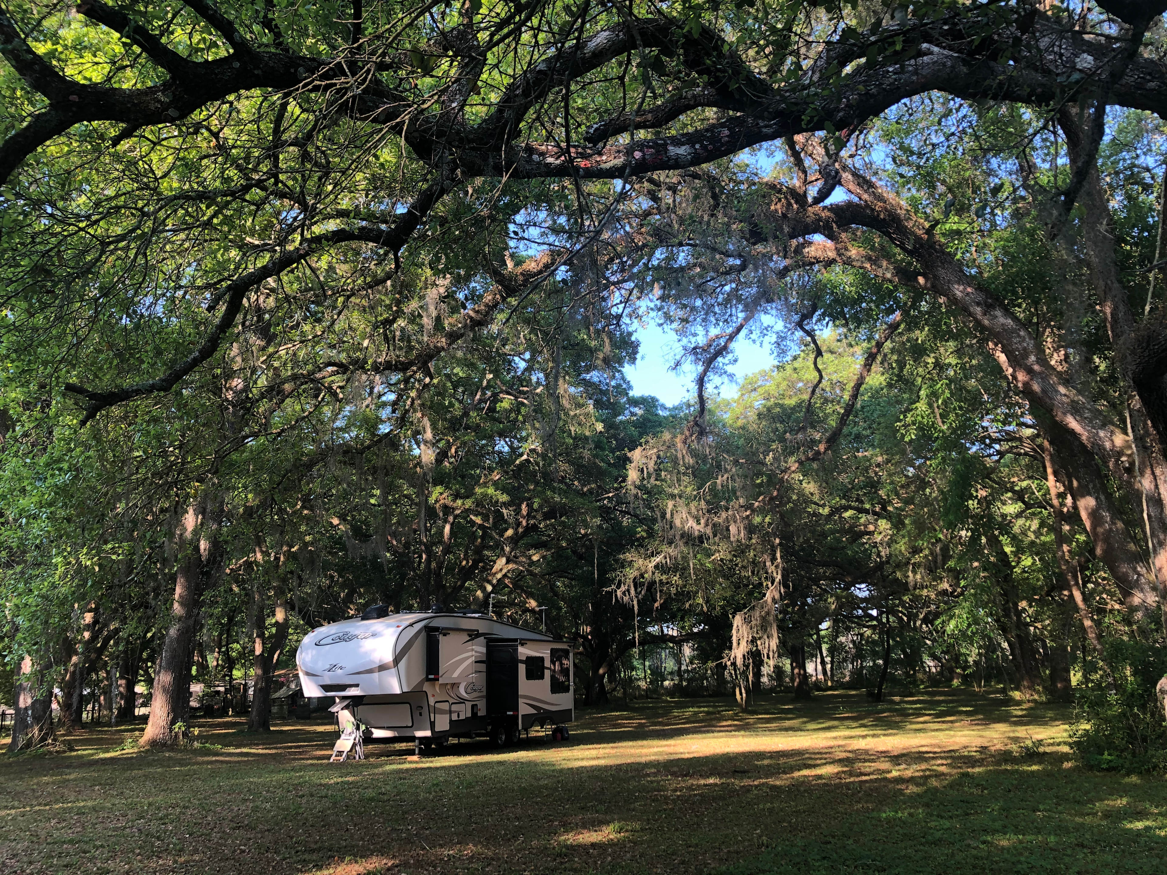 Notice how much room this large 5th wheel has around and above it.
