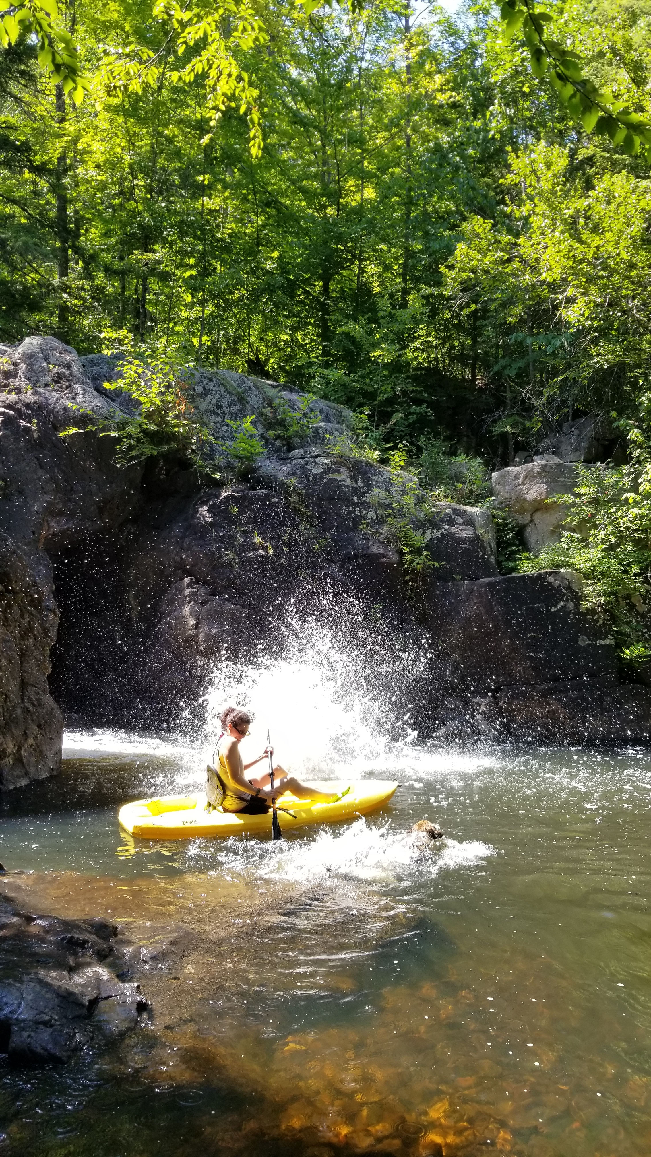 Swimming hole larger enough for kayak and cliff jumping