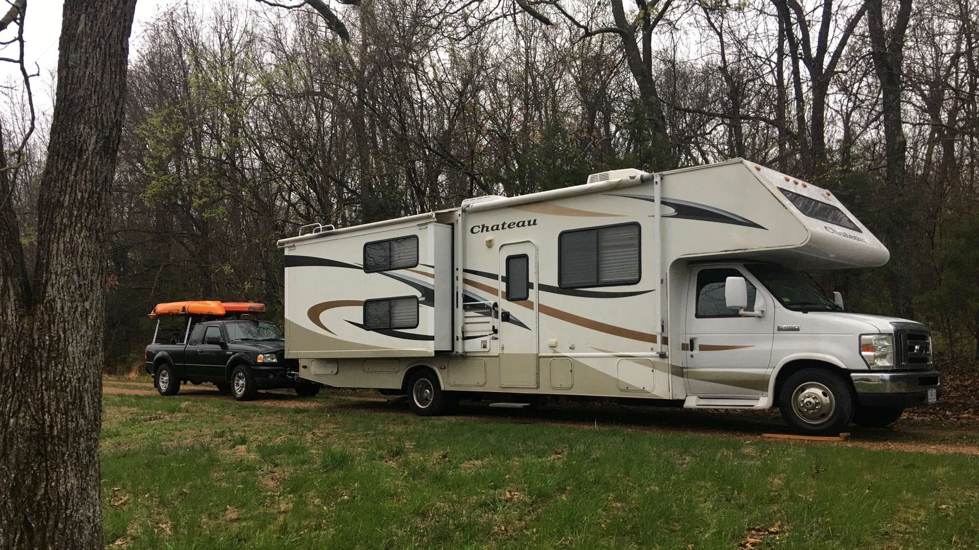 Happy to find a level spot on a rainy night. 