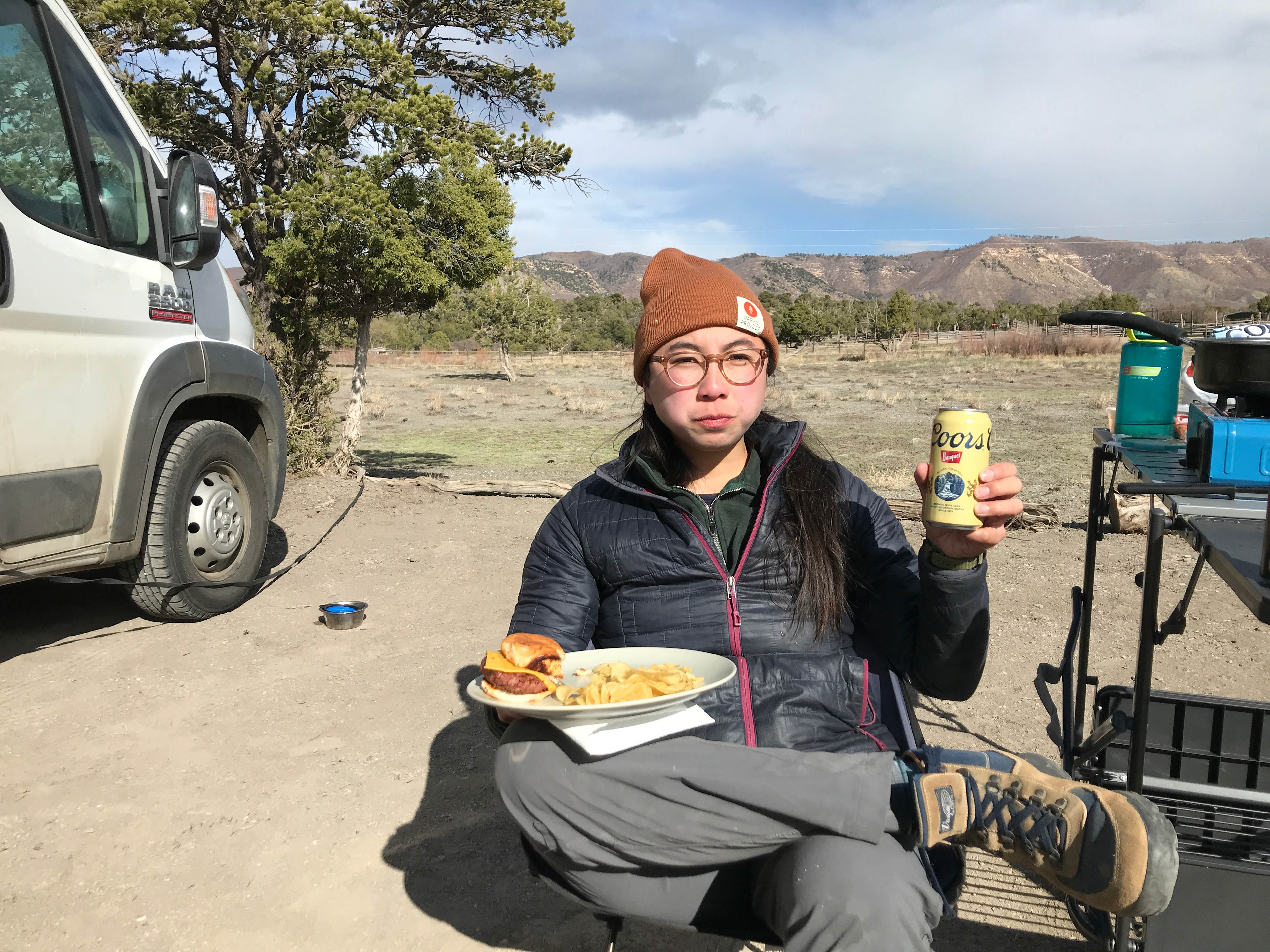 Burgers and beers at the site 