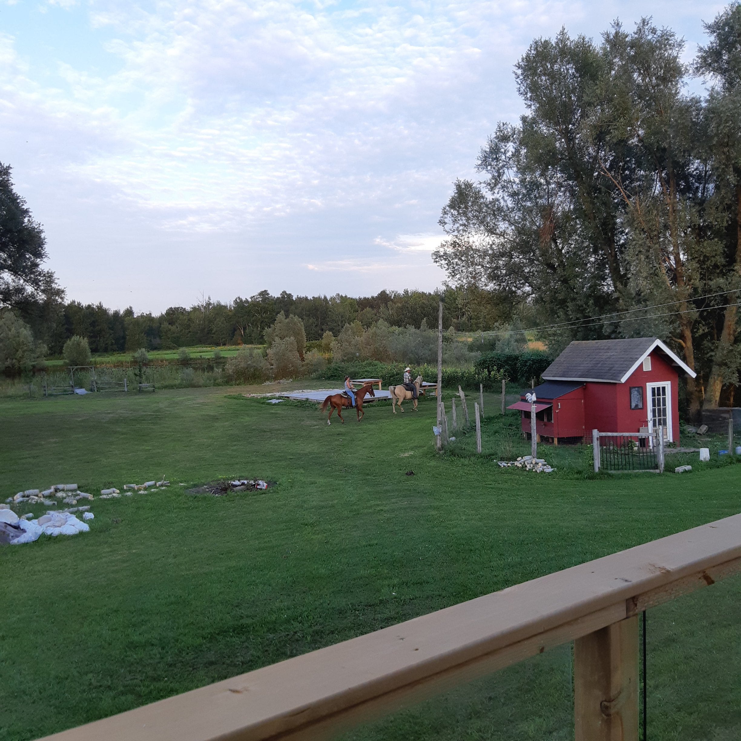 Enjoy waking to the sounds of a rooster and sunrise over the natural swimming pond