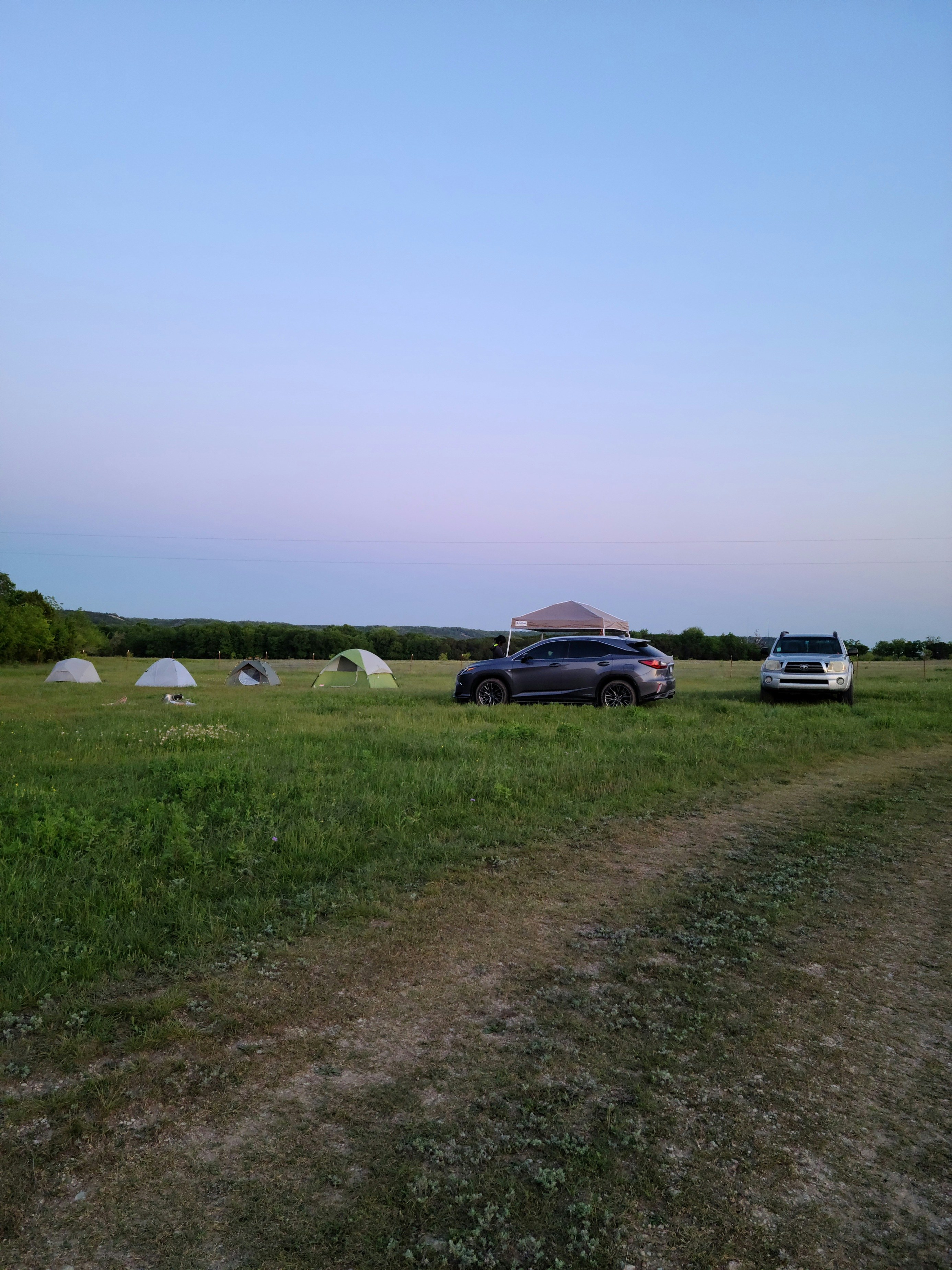 Set up near the farm road on the high ground above a small creek.