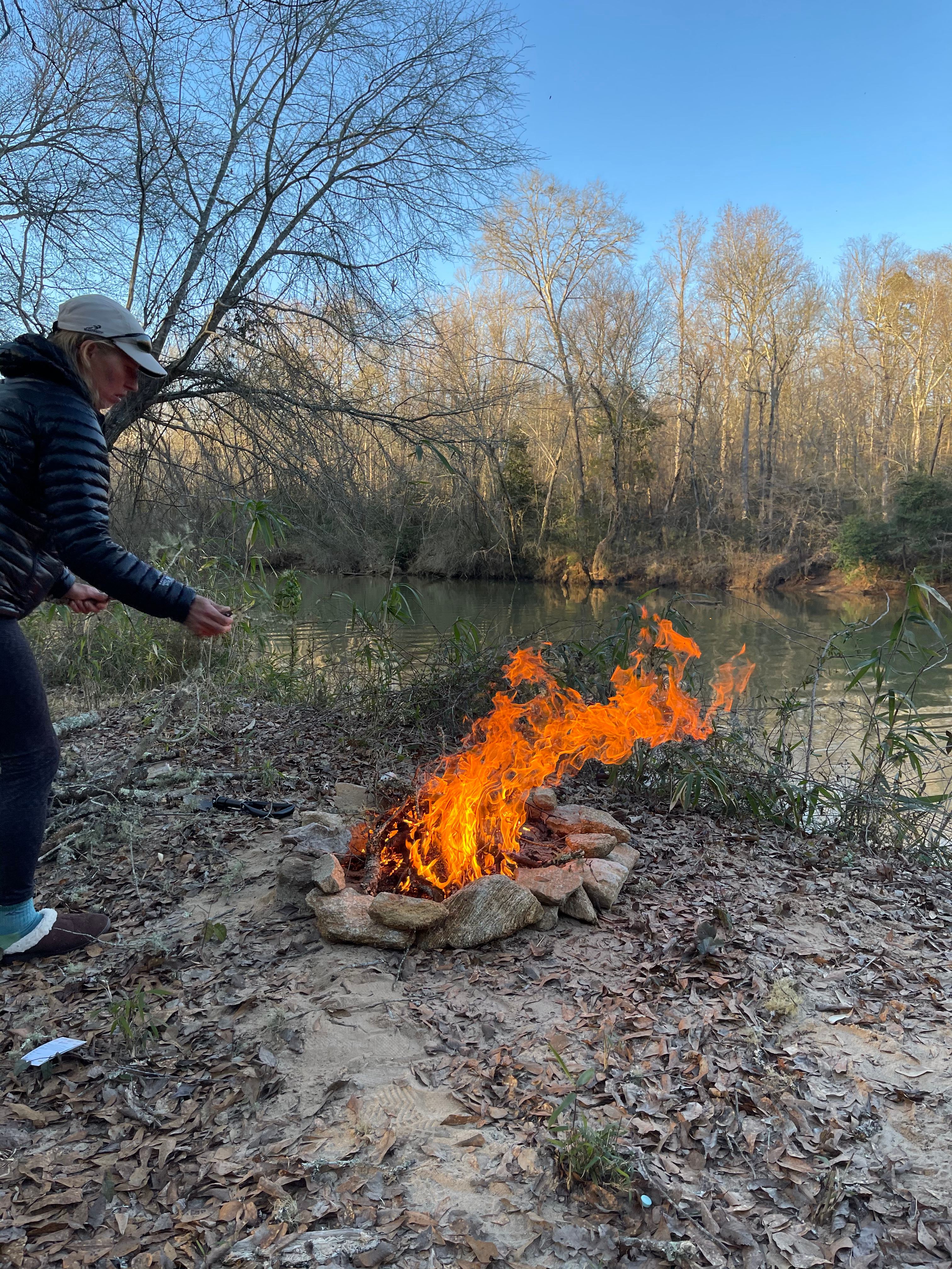 Primitive riverside camping