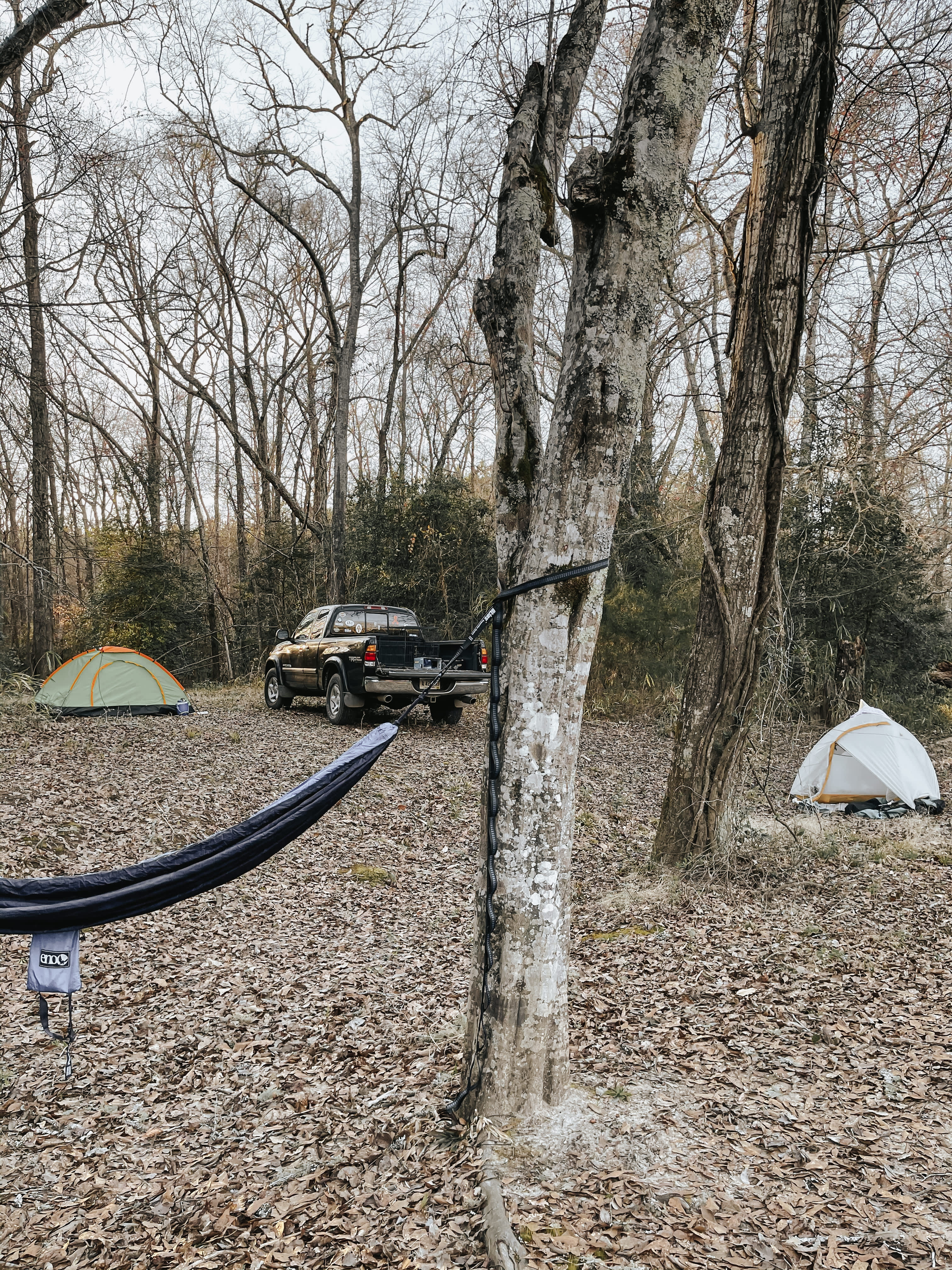 Primitive riverside camping