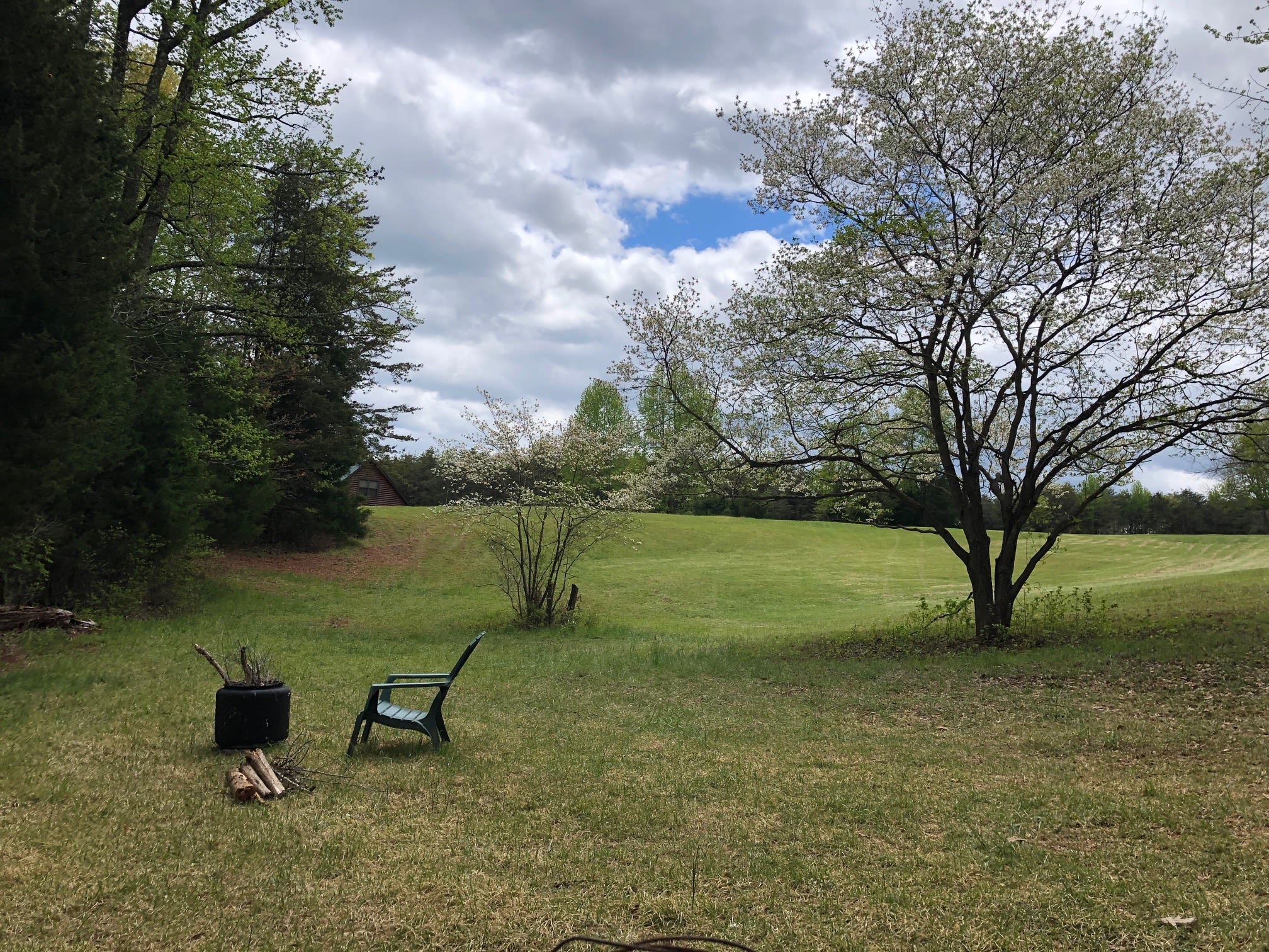 view from cottage fire pit
