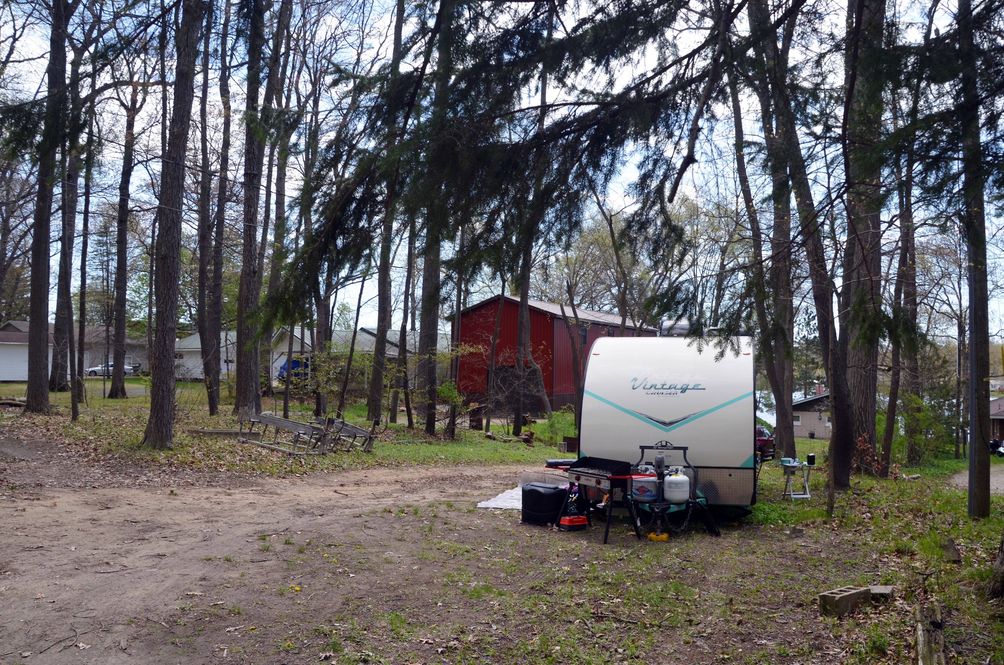 The campsite is mostly level side to side but requires some leveling front to back.