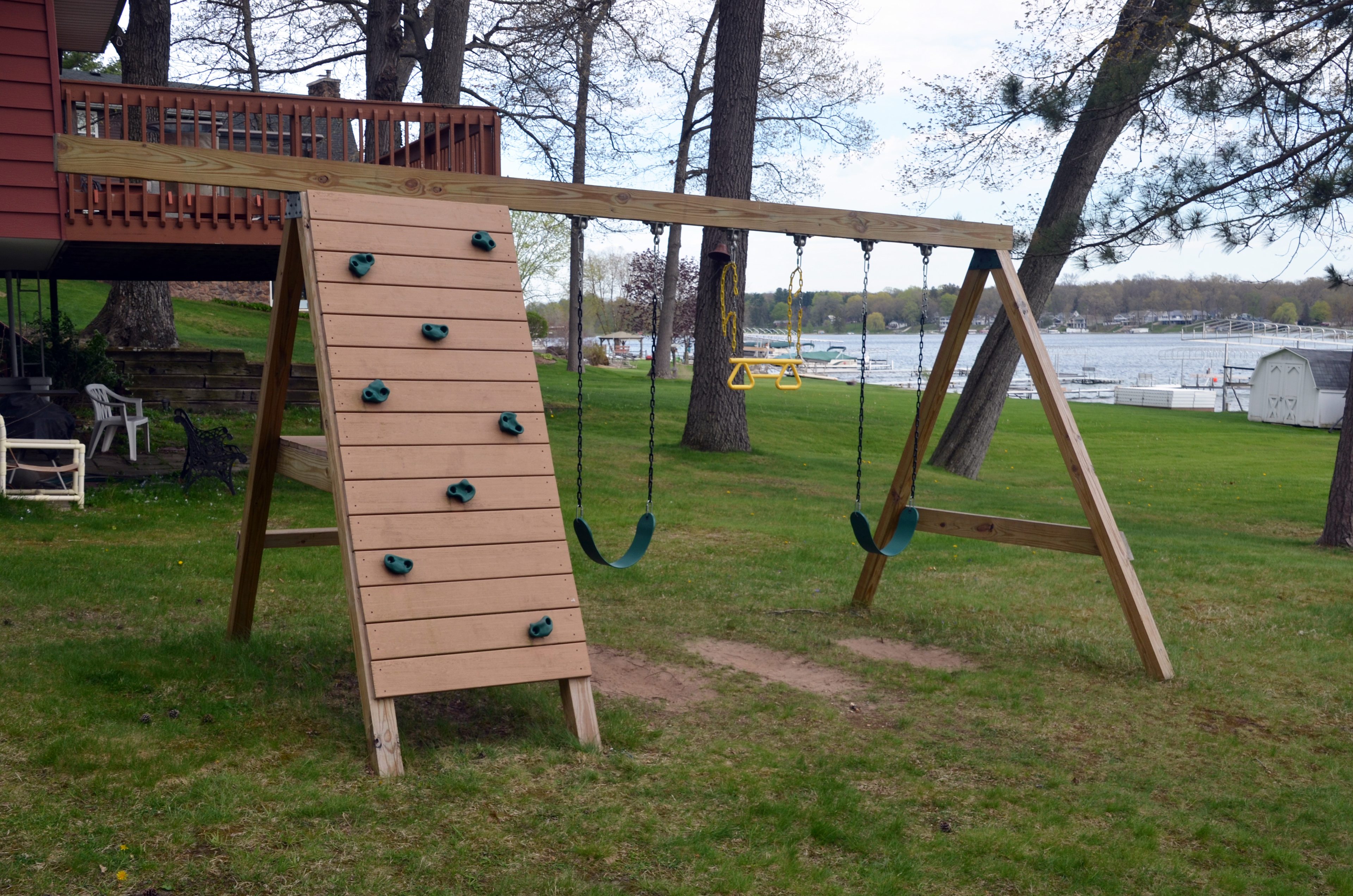 The playground is a great way for kids to stay busy, when not splashing around in the lake.