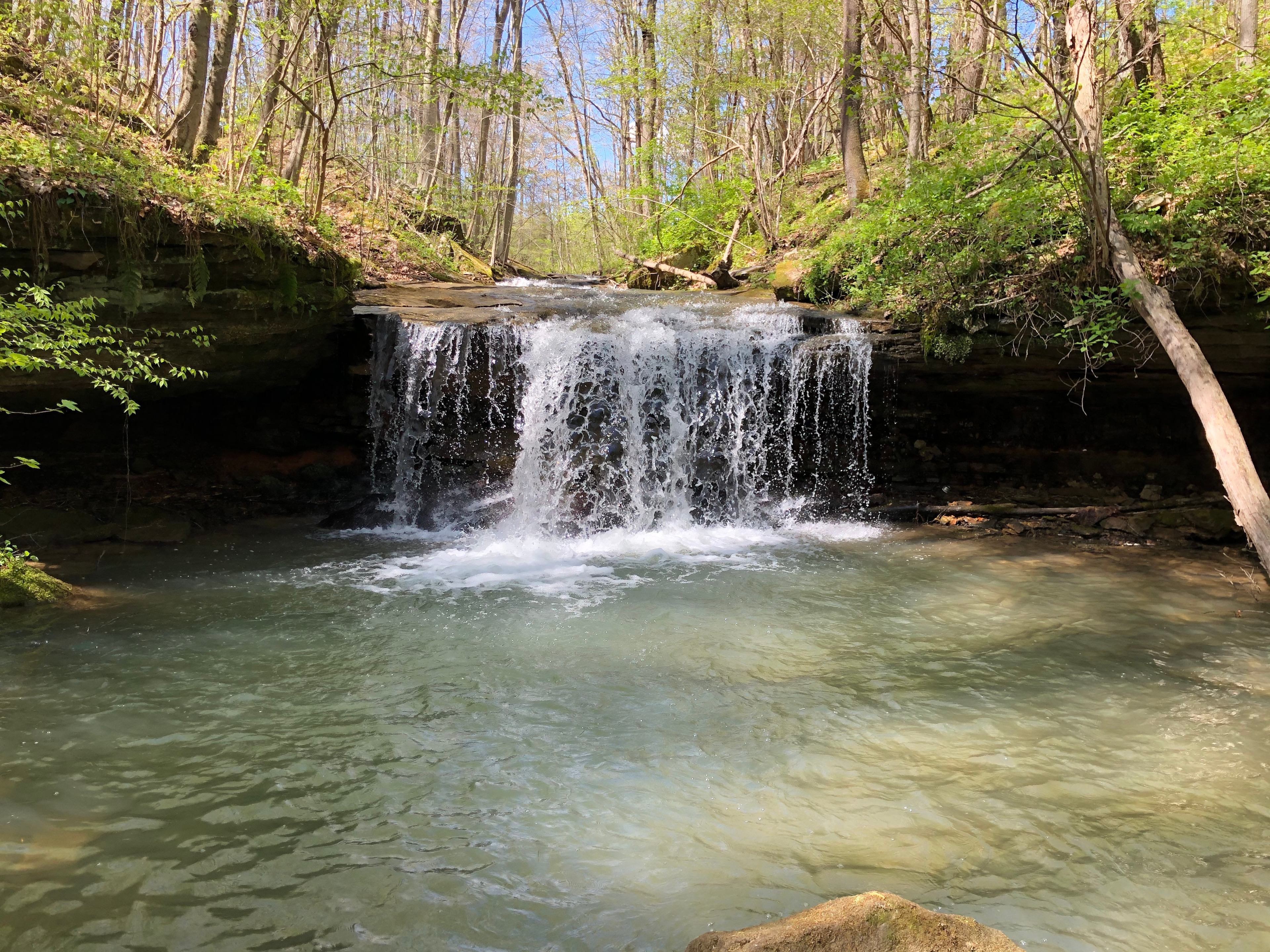 Waterfall, 7 minute hike from platform.