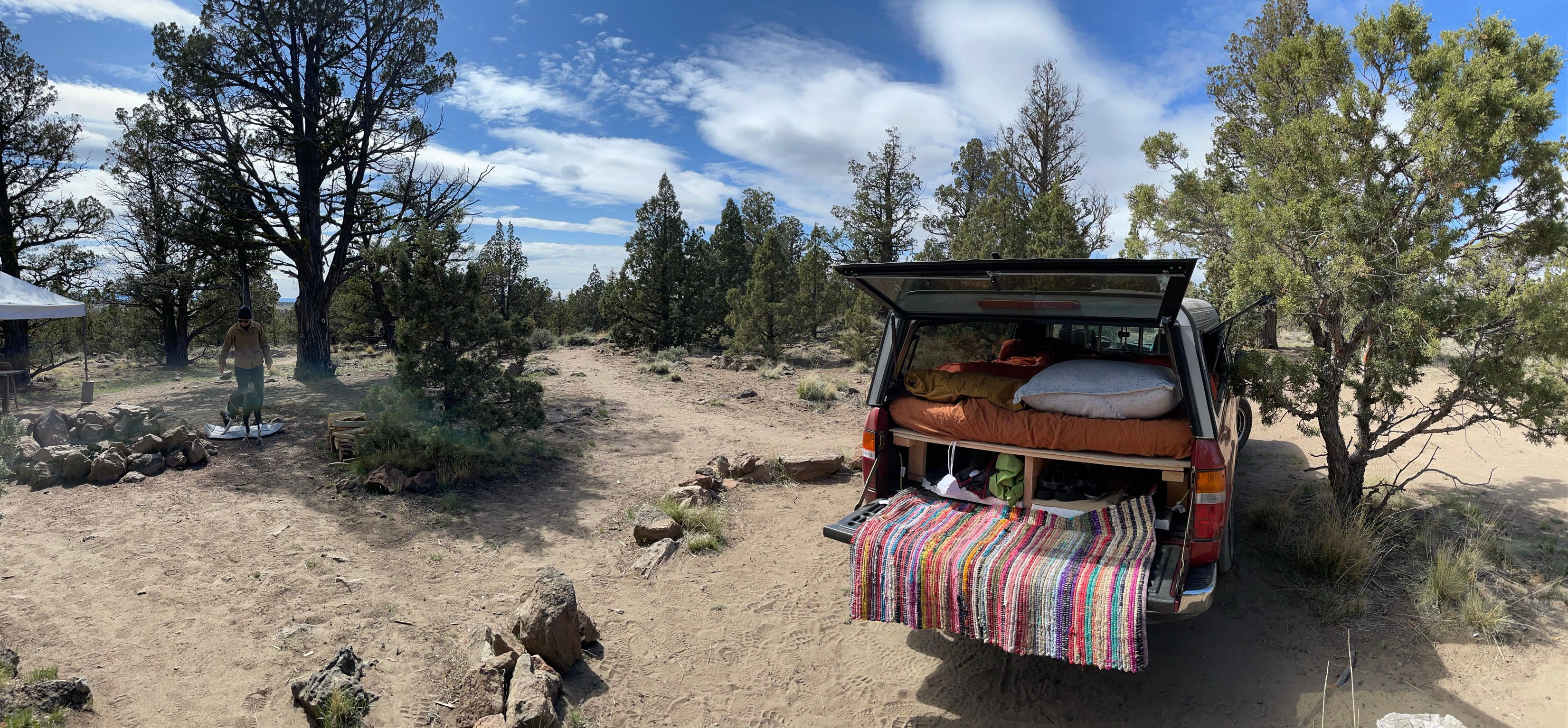 We camped in our truck but there was plenty of level ground for tents. 