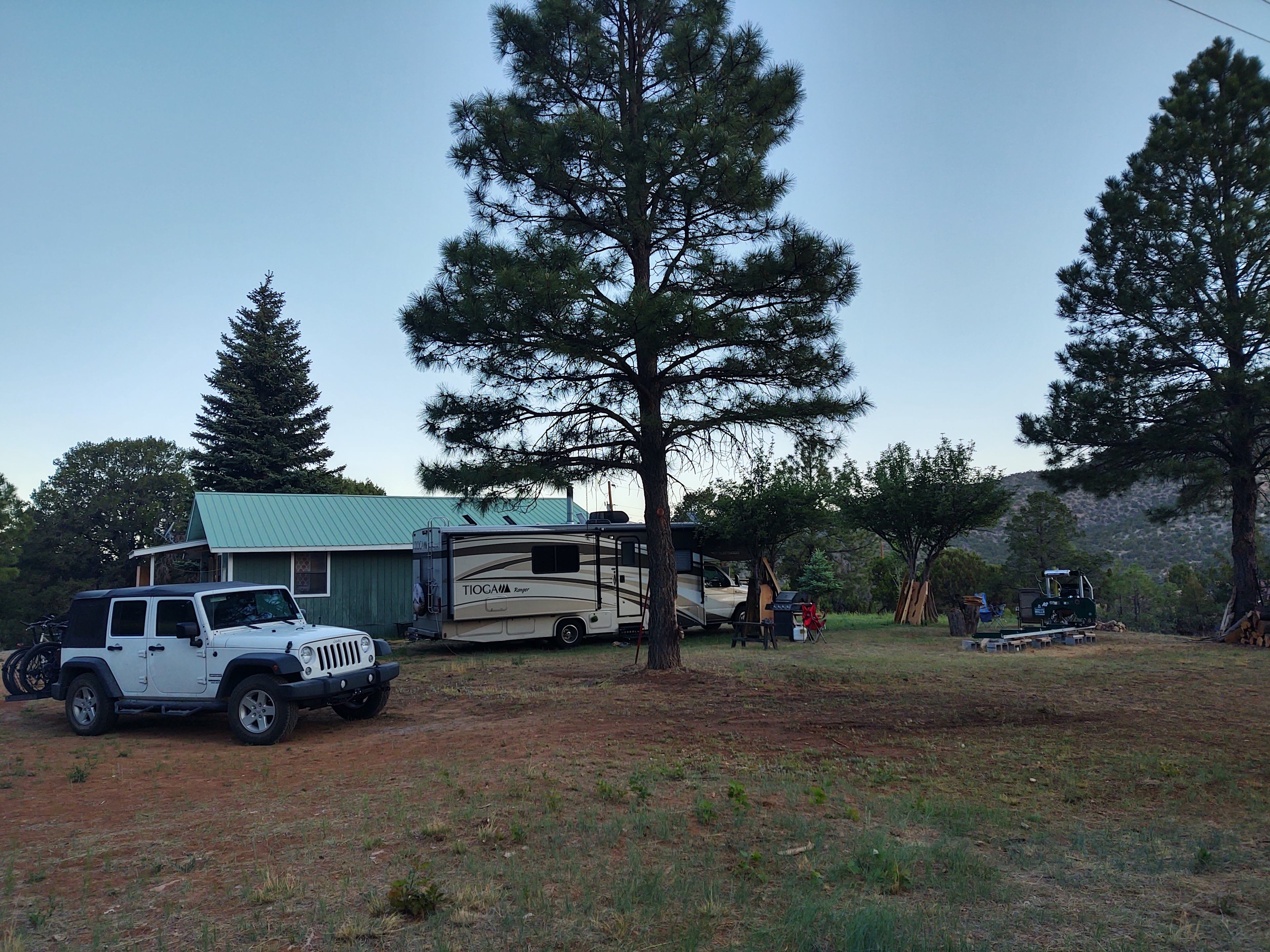 We parked up next to his house & Kevin let us use a 15amp extension cord to power essentials. 