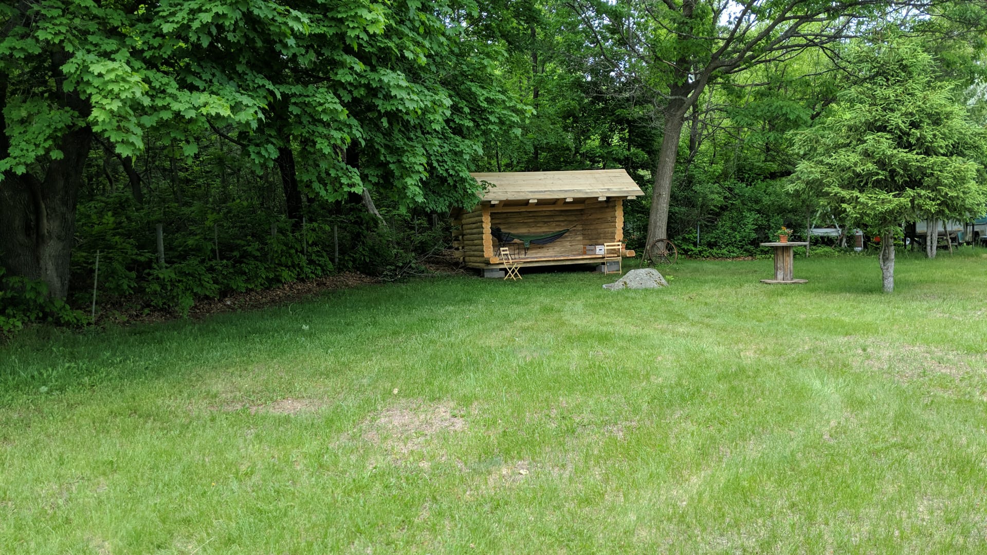 Here's the tent site in relation to the lean-to