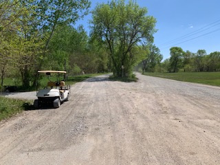 Start of private road.  Veer left at end of county road.