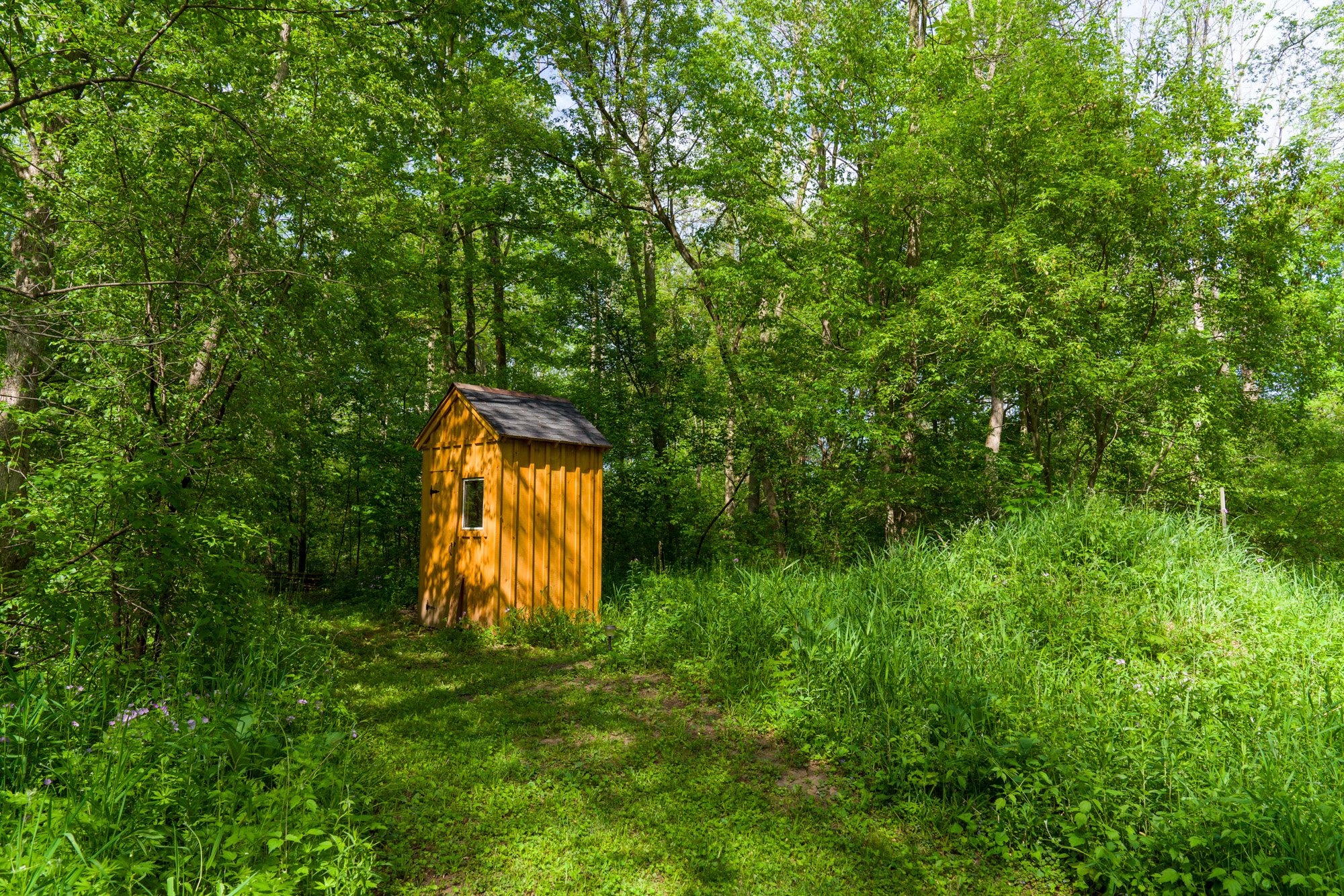 The outhouse that was built in the summer of 2020.