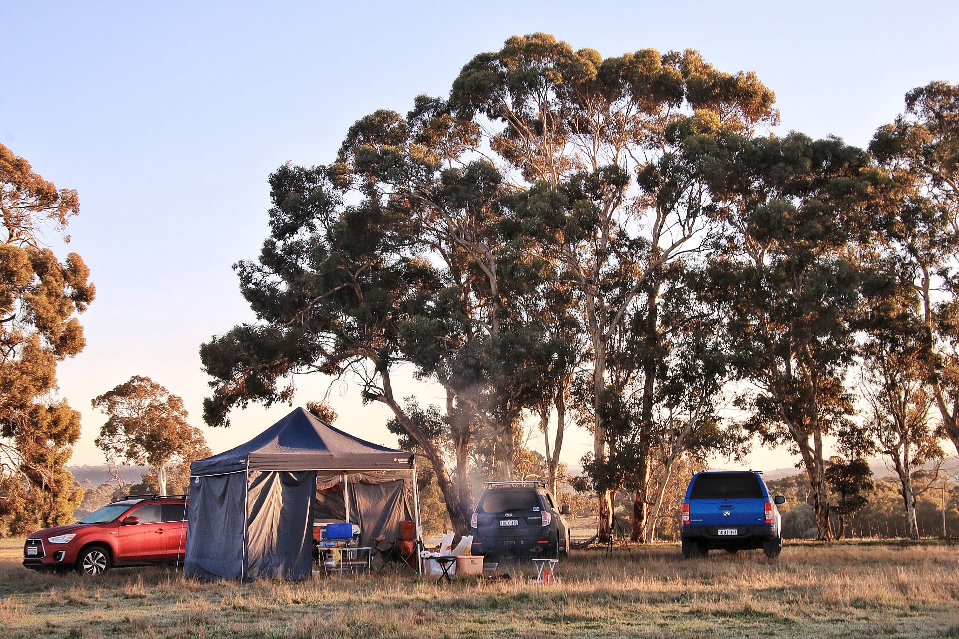 set up , facing north 