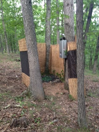 hot water shower surrounded by trees