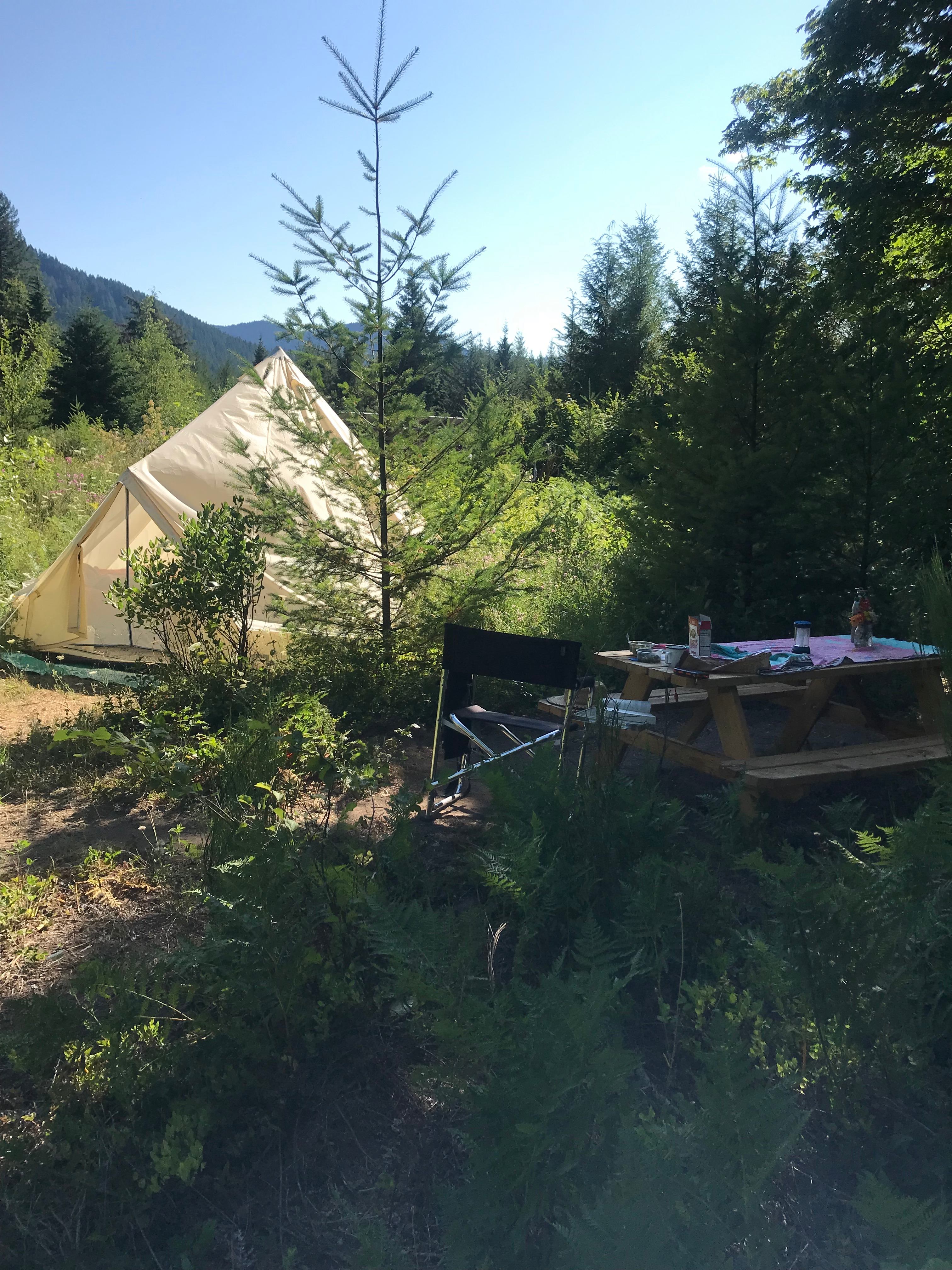 Tent with table 