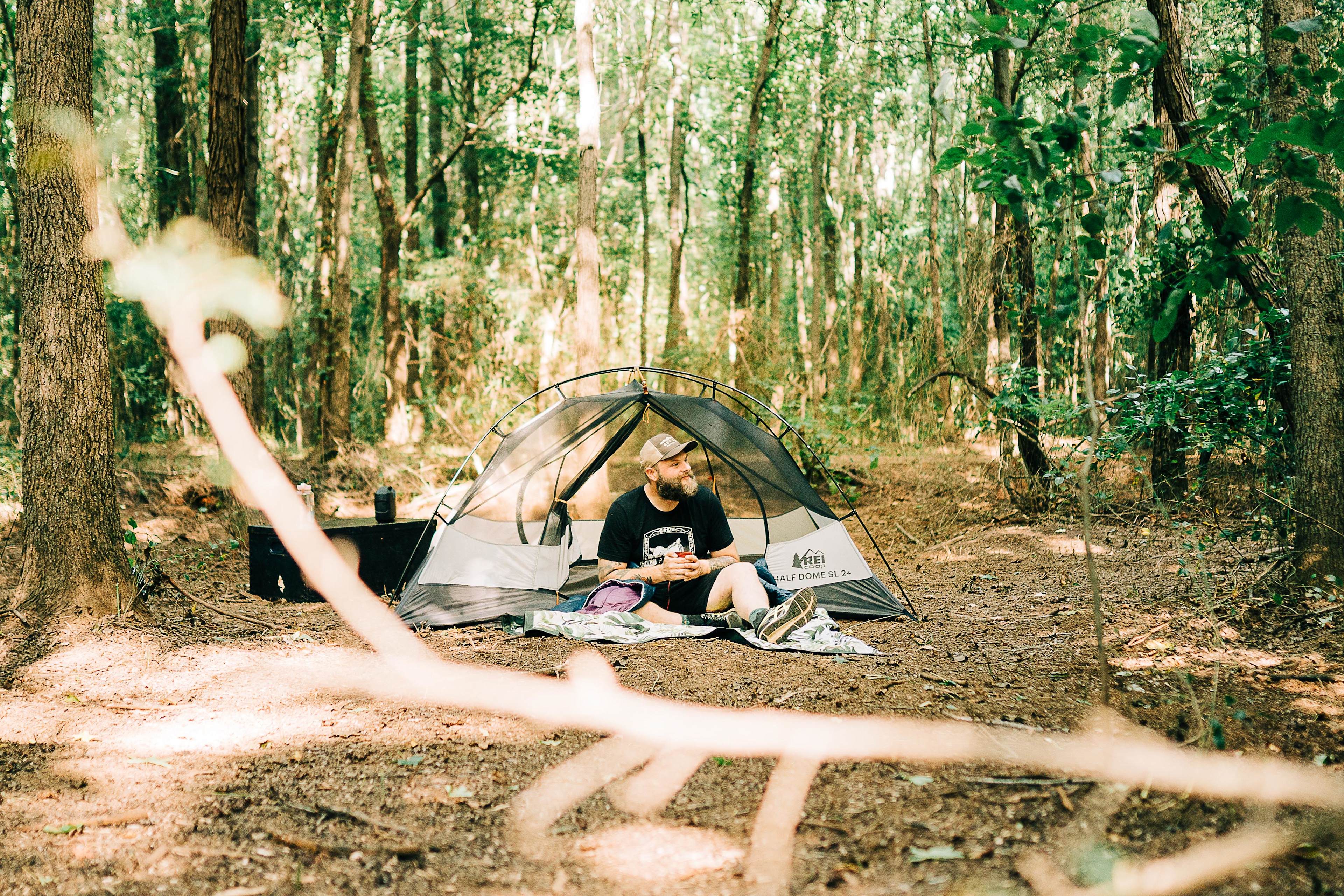 Enough space to spread out. Brock has put a lot of work into developing this space in the woods! Can you believe it was completely wild a year ago??