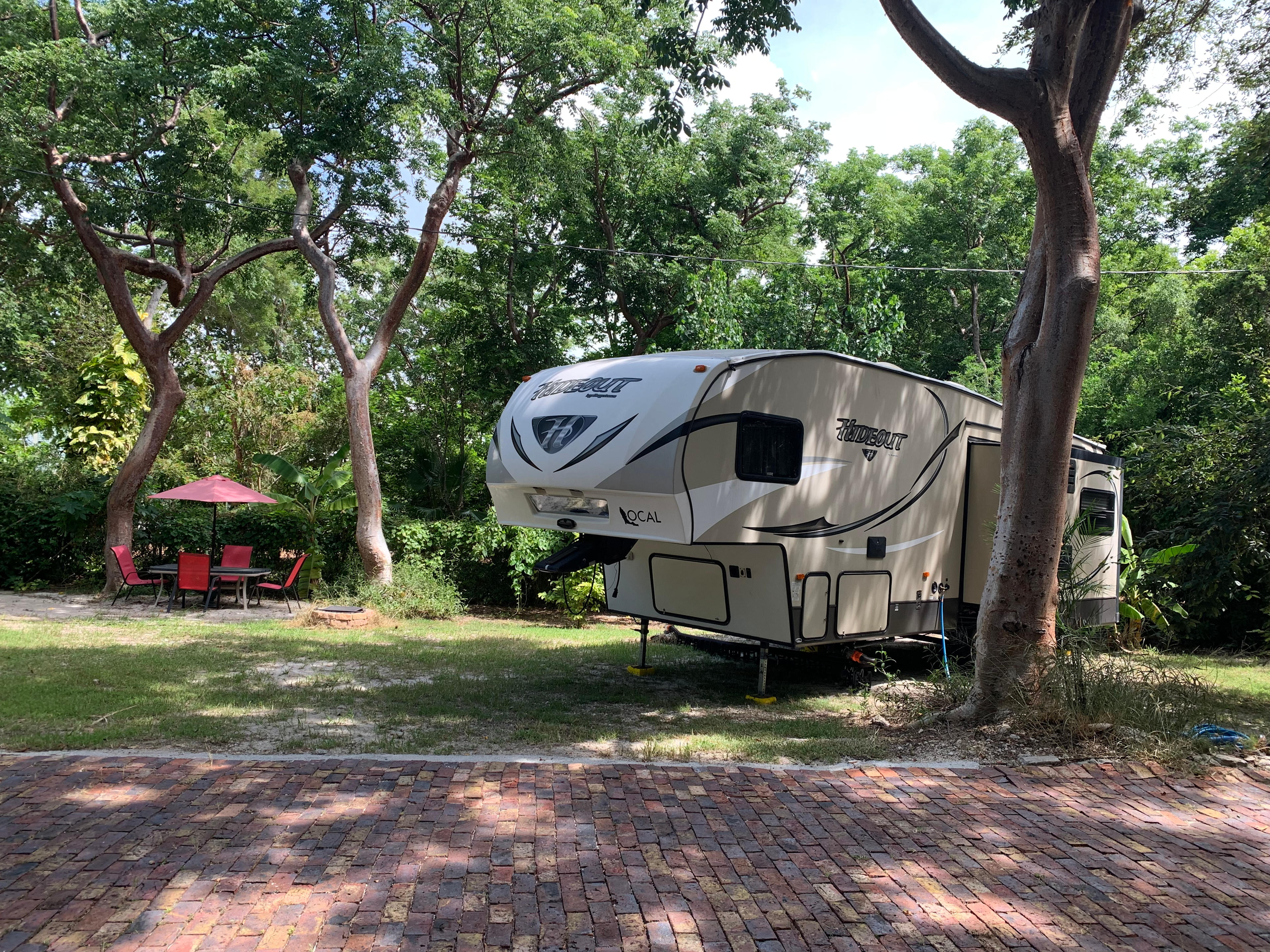 Partially shaded most of the day.
35’ fithwheel.