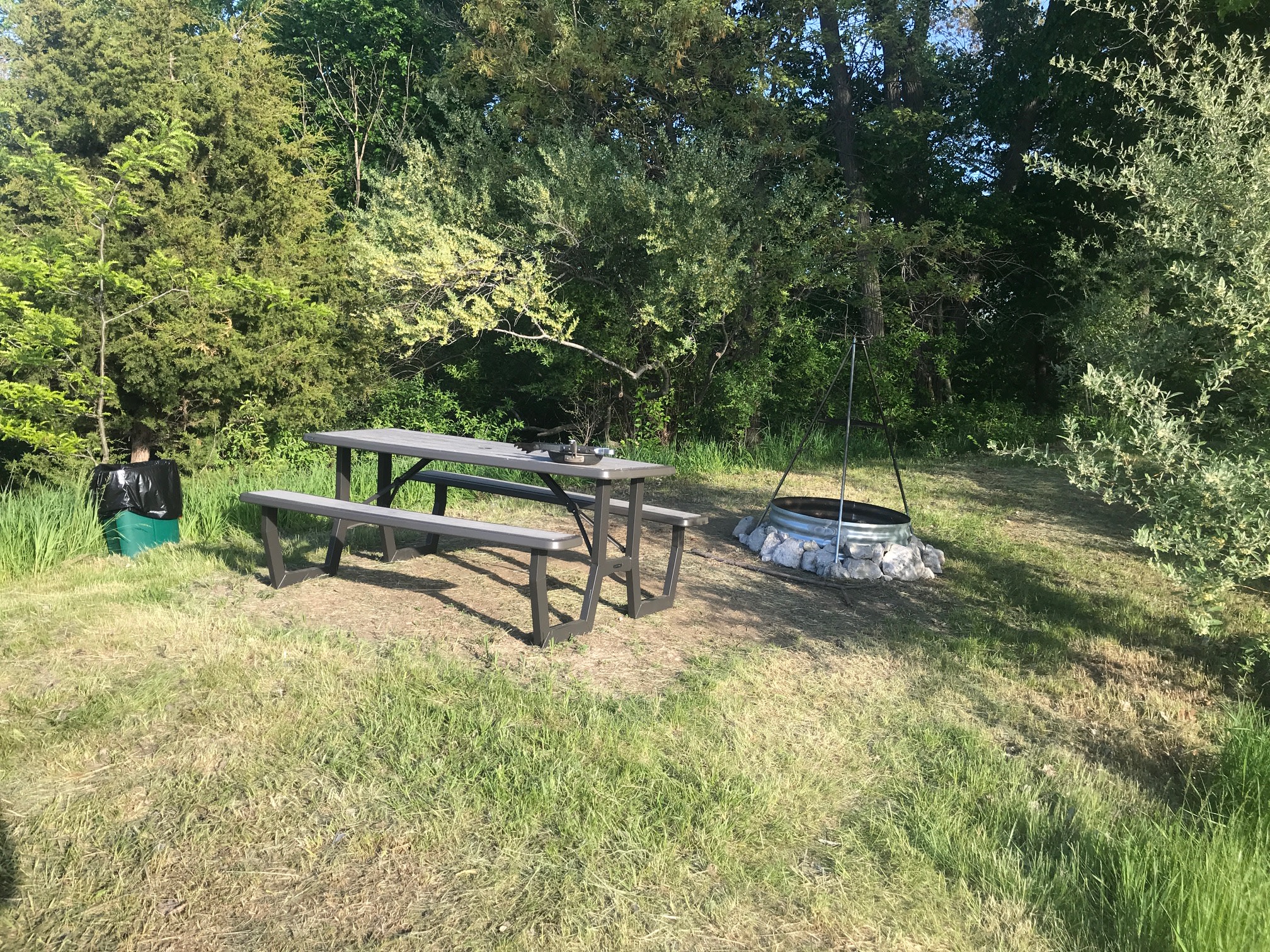 Site 3. is on a hill top. One part of the site is in the shade and another part is on a limited open spaces.  This site  have beautiful view of pond, hills and lake.  very nice sunset view if weather permit.