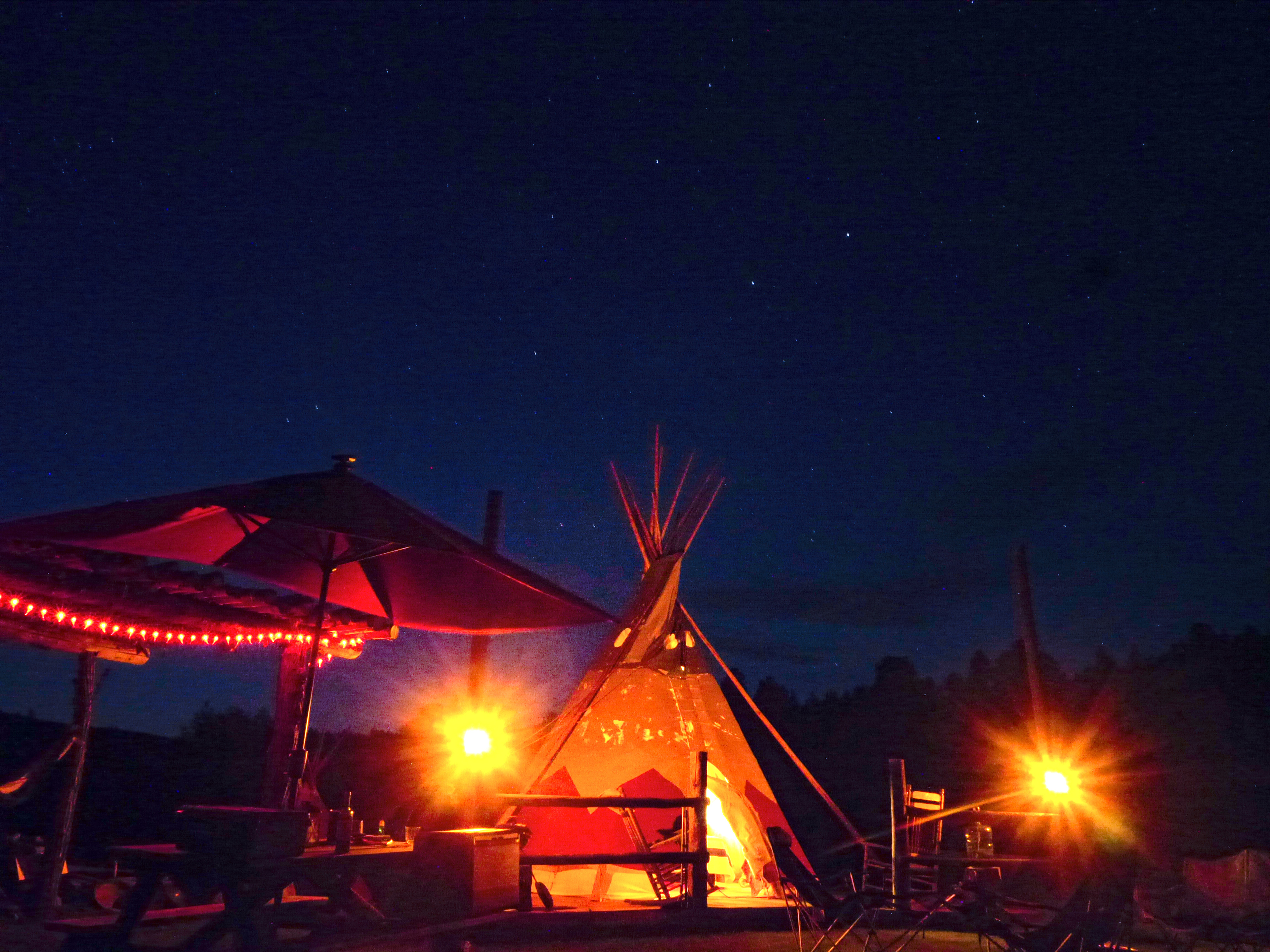 Creekside Glamping Tipis on Off-Grid, 70 Acre Working Ranch