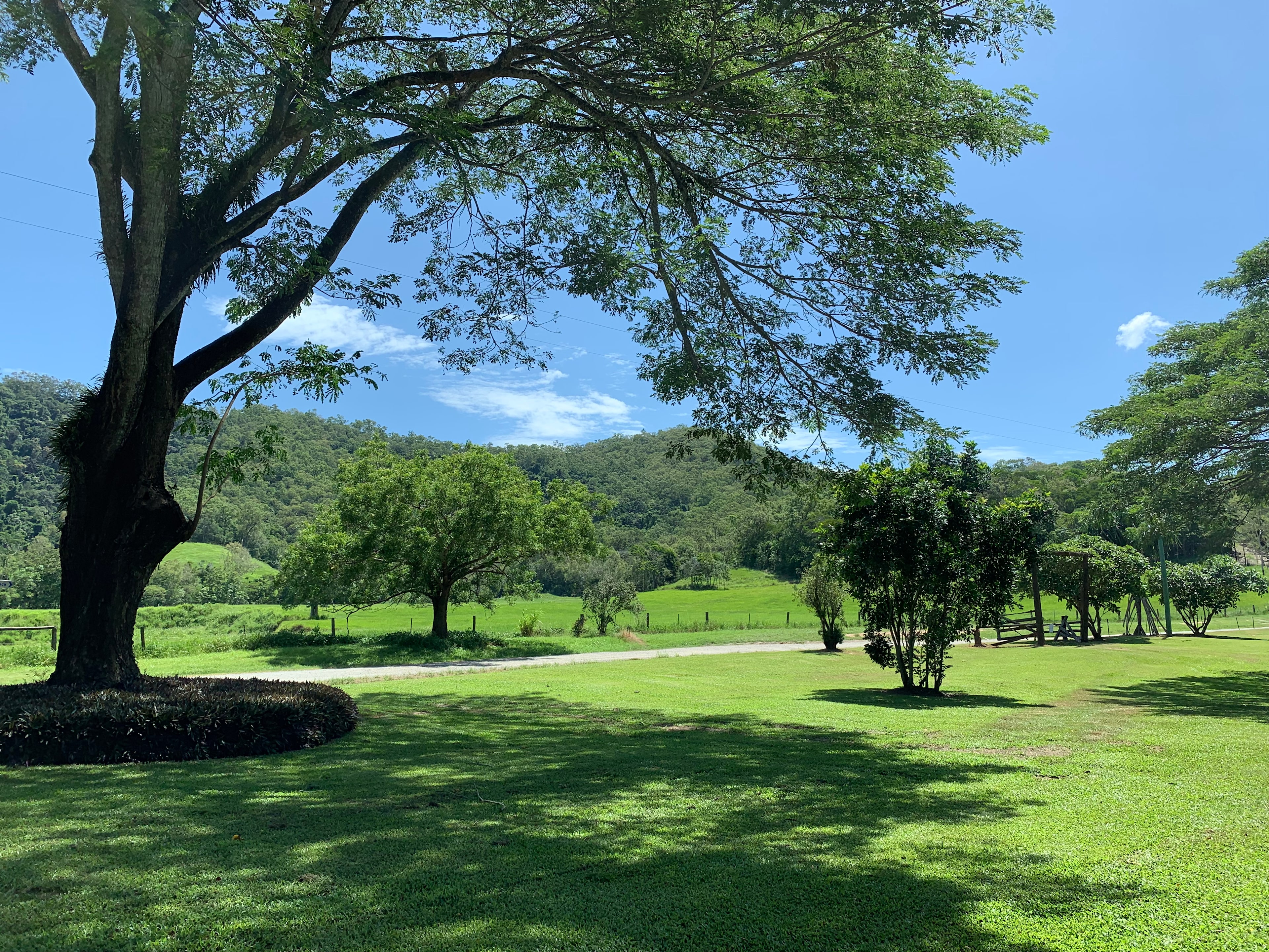 Timber Entrance on RHS of the road is the way into my property. 